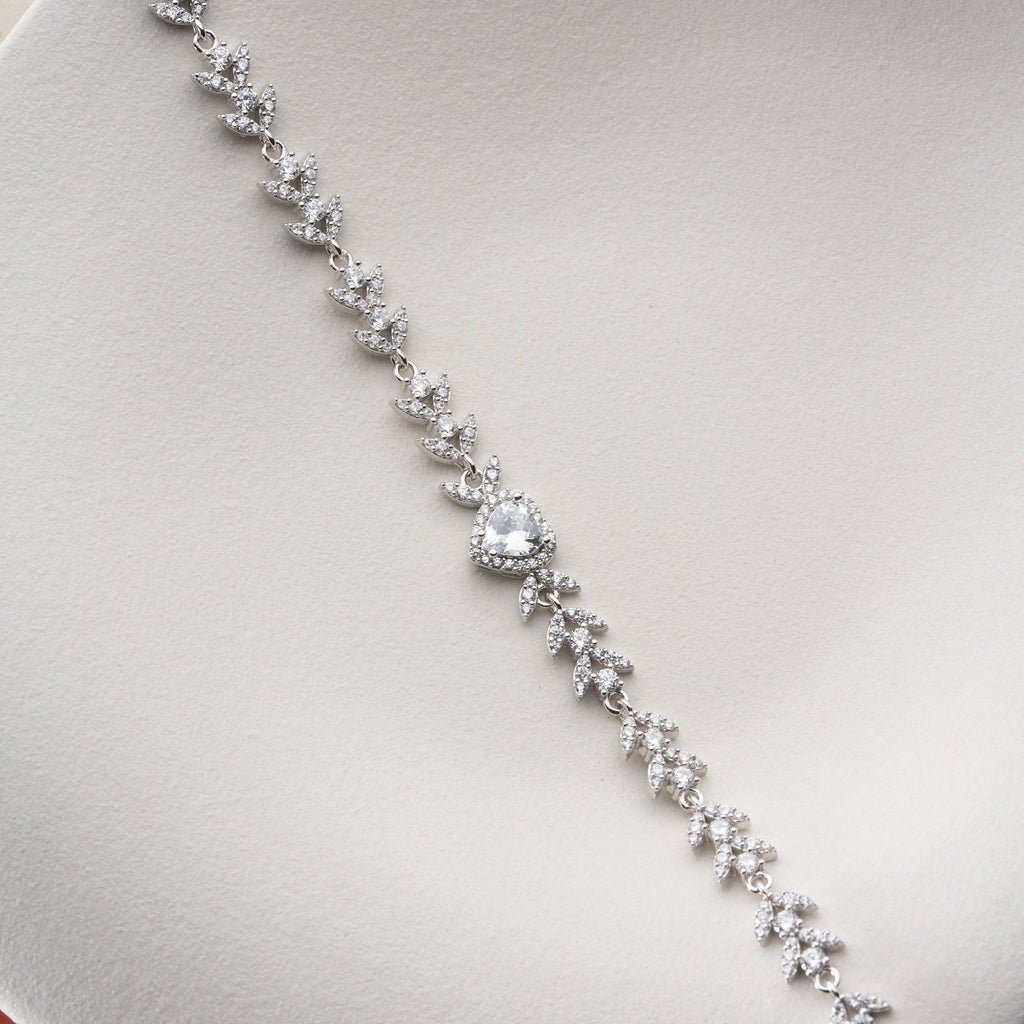 HERZ MIT BLUMENMOTIV ARMREIFE | 925 SILBER