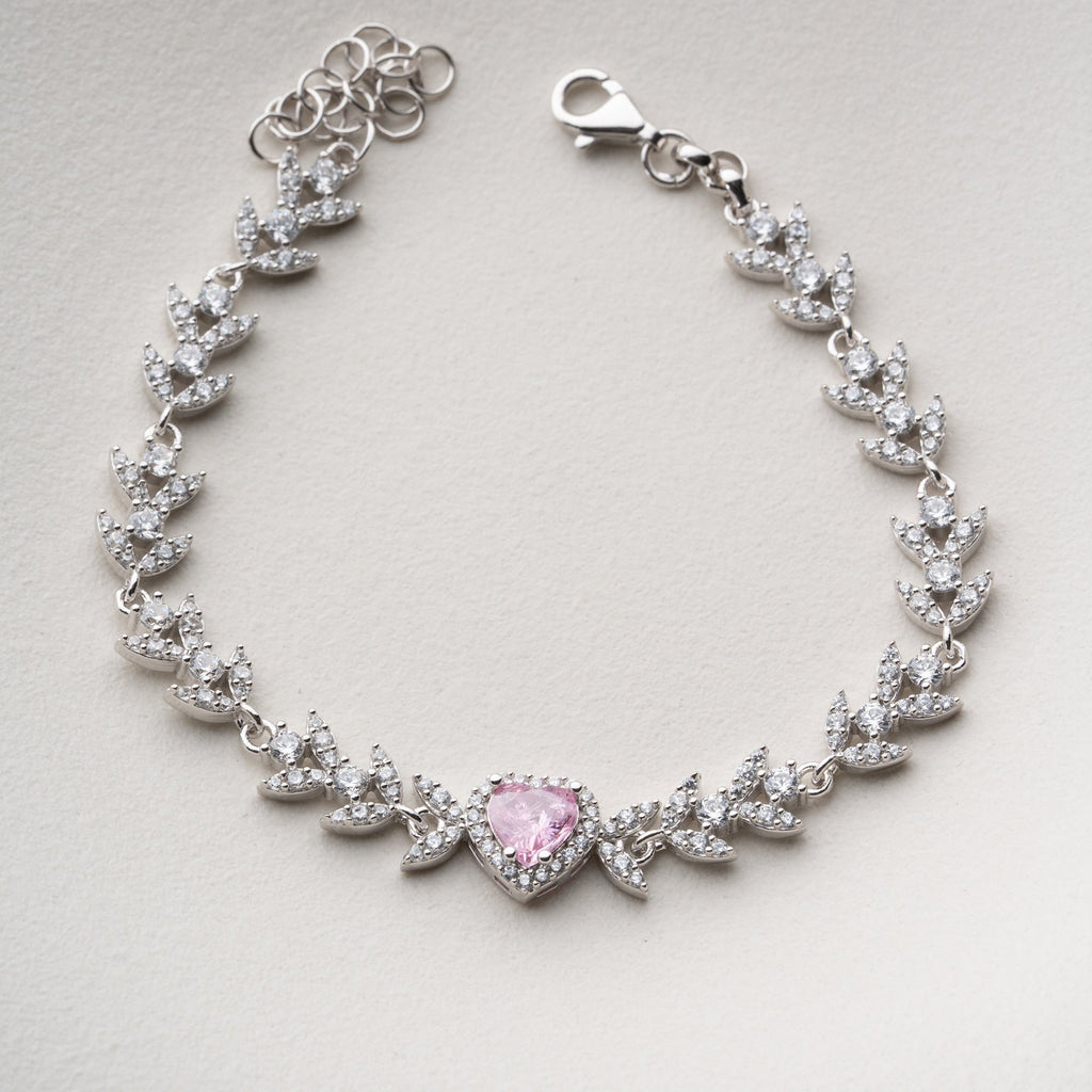 HERZ MIT BLUMENMOTIV ARMREIFE | 925 SILBER