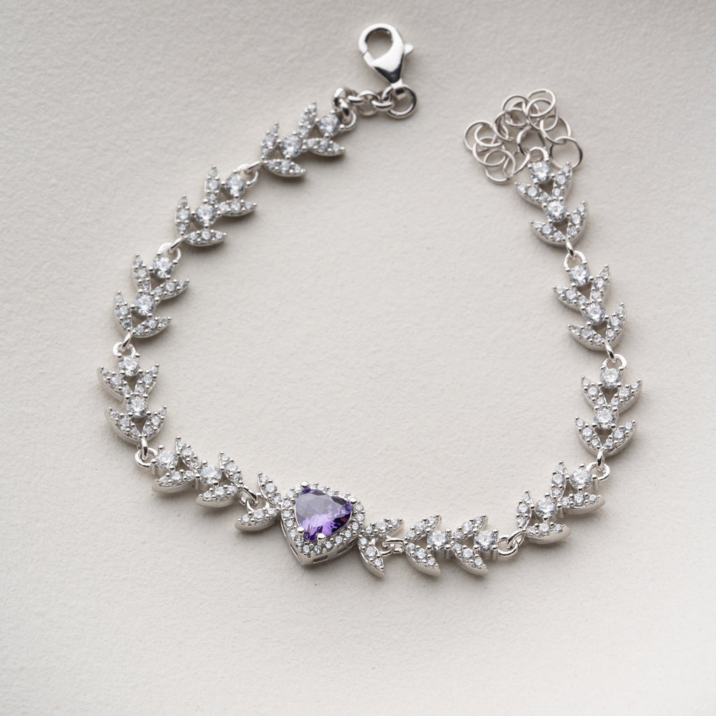 HERZ MIT BLUMENMOTIV ARMREIFE | 925 SILBER