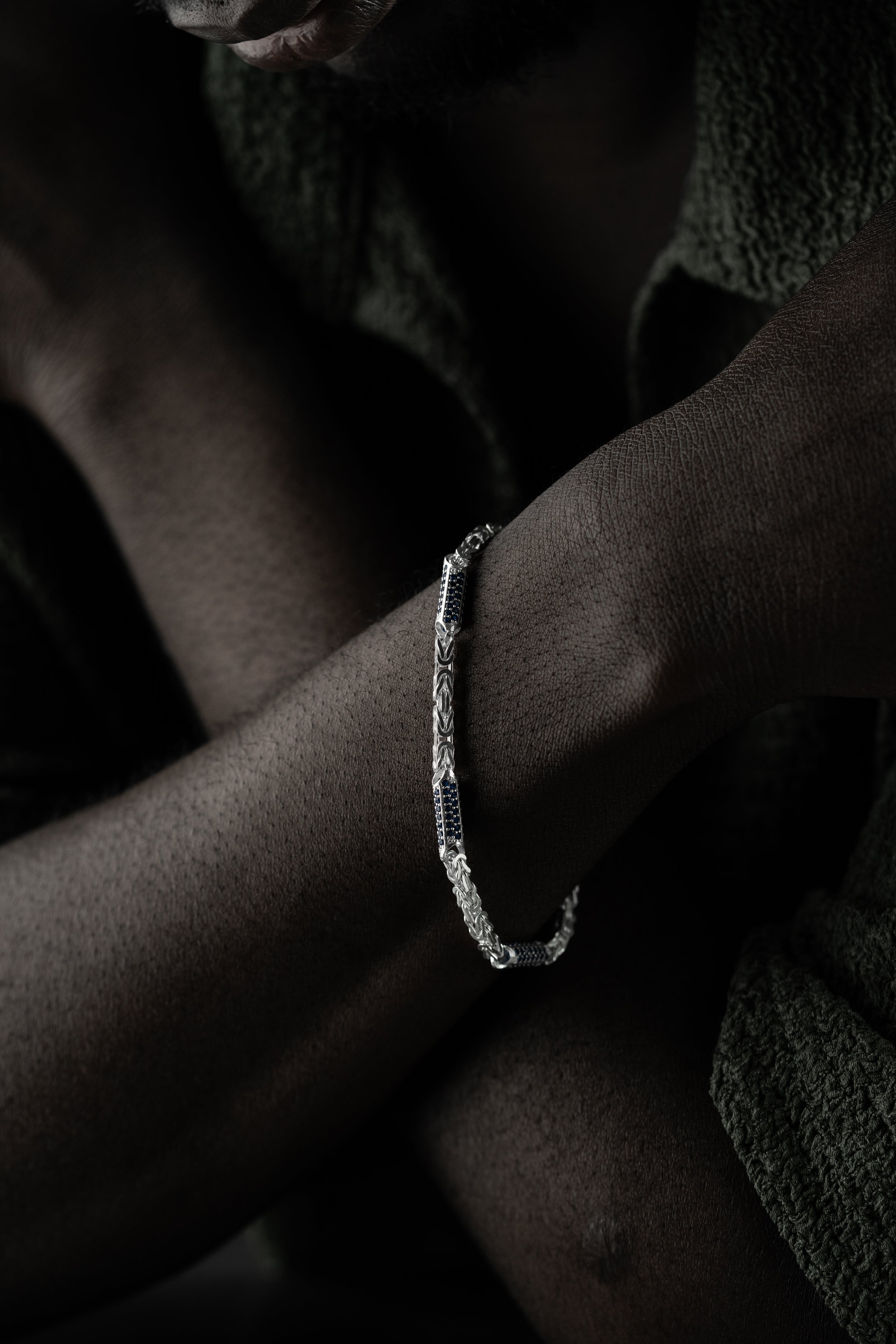 KÖNIGSARMBAND BLUE STRASSSTEIN 5MM aus 925 Silber - Eleganter Armband - AURIME