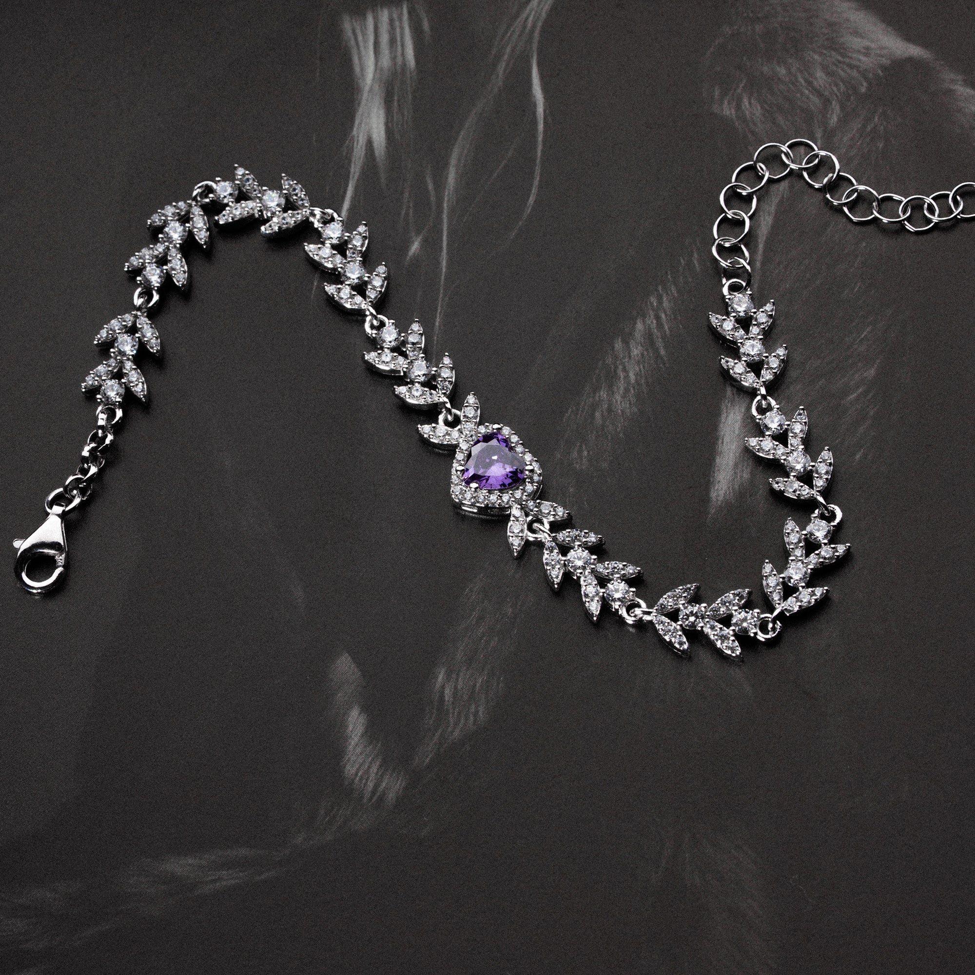 HERZ MIT BLUMENMOTIV ARMREIFE | 925 SILBER