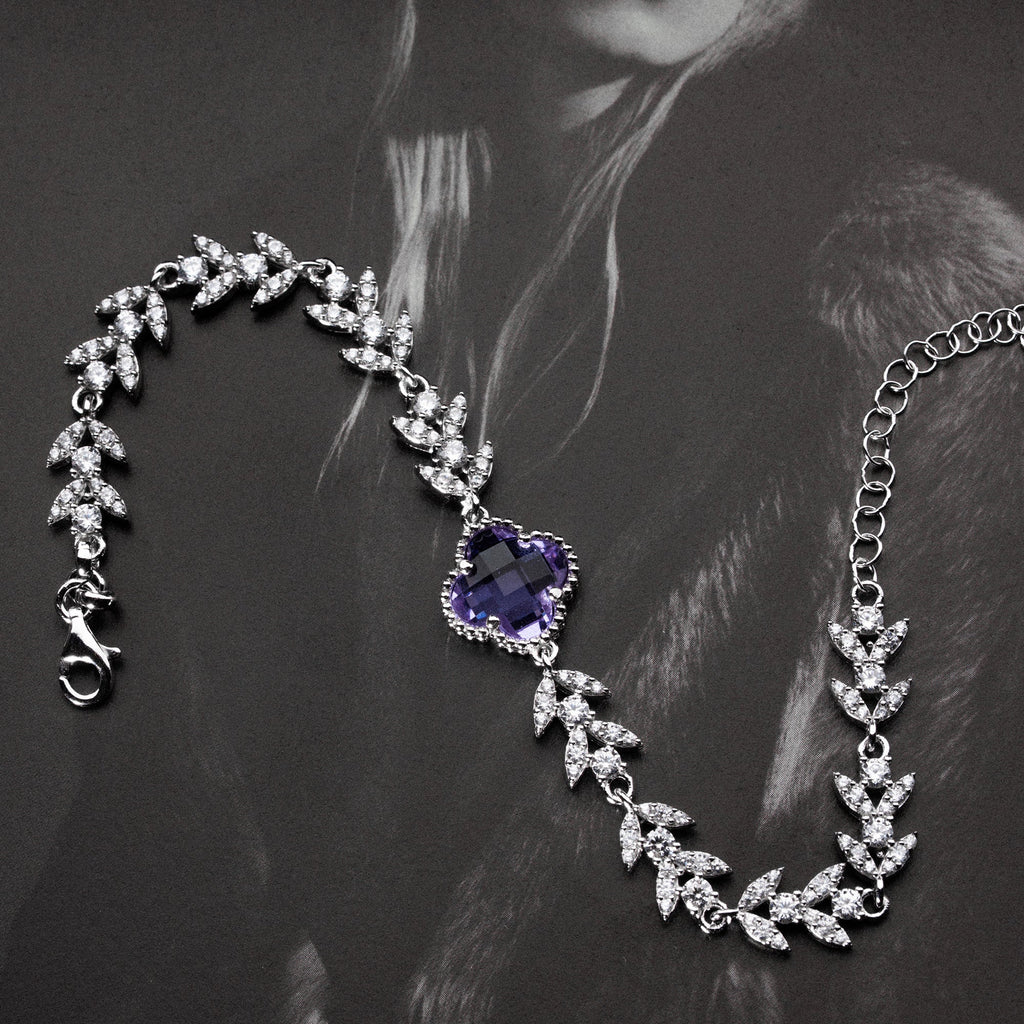 KLEEBLATT MİT BLUMENMOTİV ARMREIFE | 925 SILBER