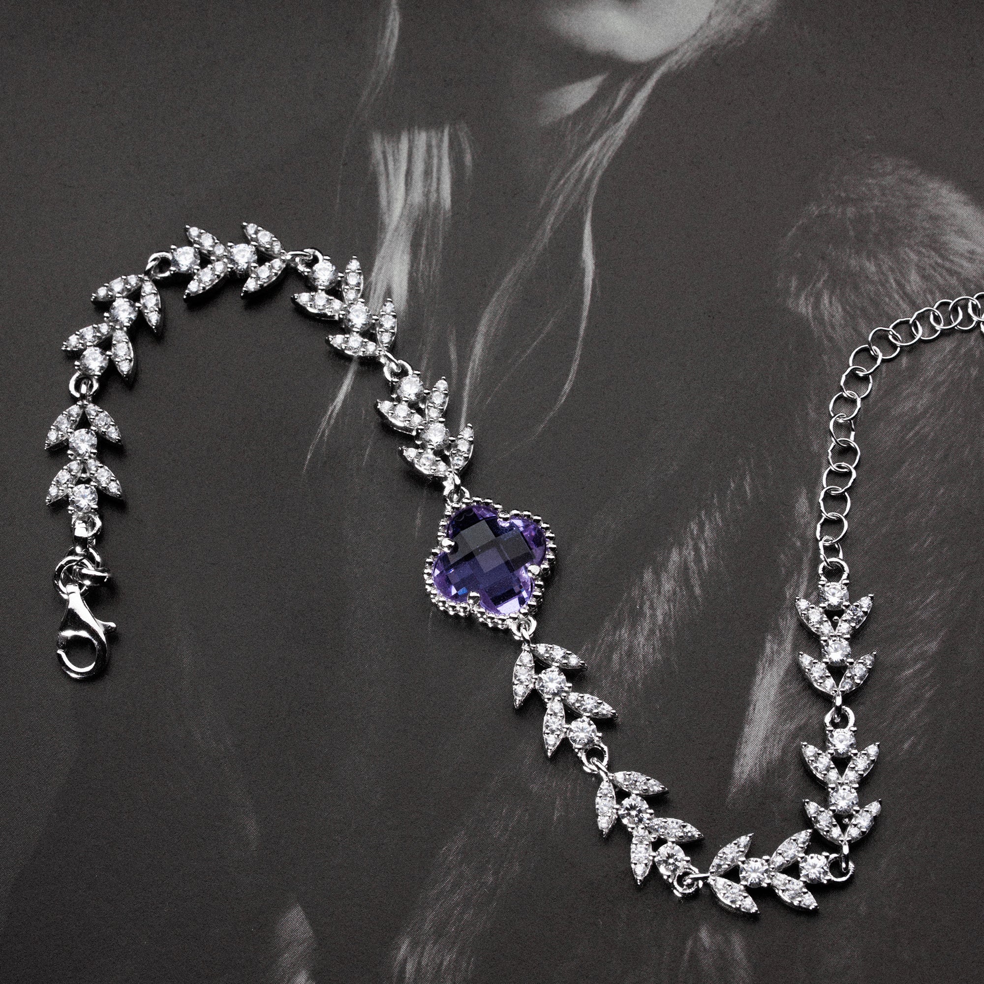 KLEEBLATT MİT BLUMENMOTİV ARMREIFE | 925 SILBER