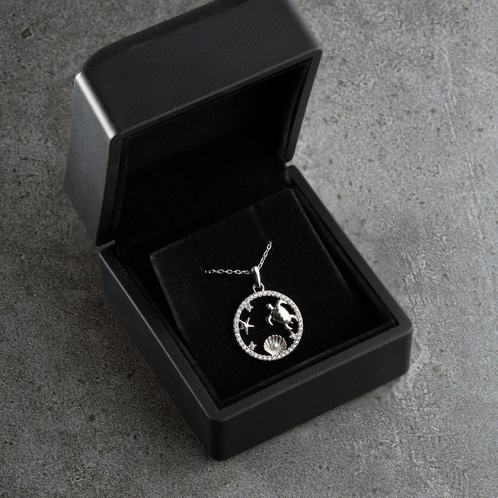 PEARL STRASS HALSKETTE aus 925 Silber - Eleganter Halskette - AURIME