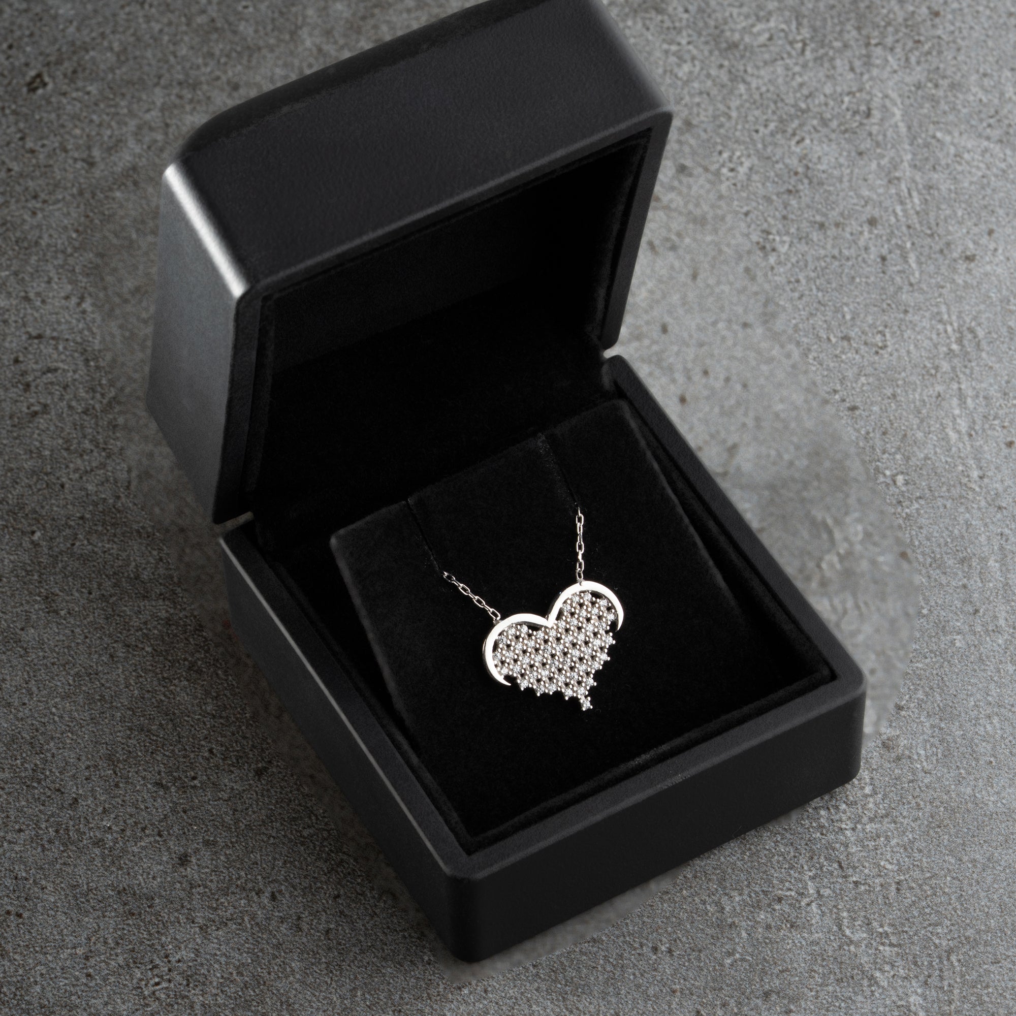 STRASS STEIN HERZ HALSKETTE aus 925 Silber - Eleganter Halskette - AURIME