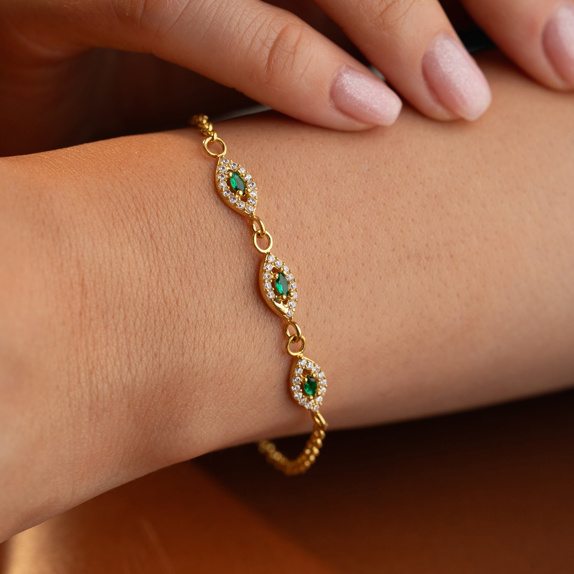 TRIO GREEN ARMKETTE | 925 SILBER