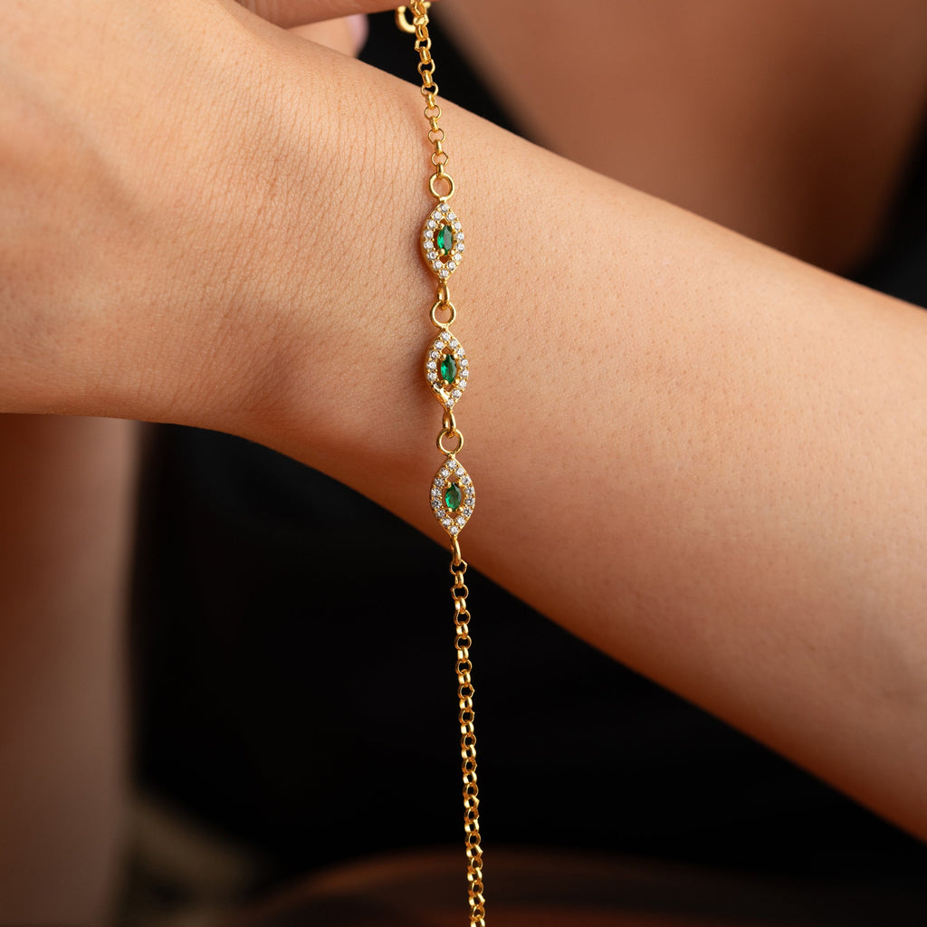 TRIO GREEN ARMKETTE | 925 SILBER