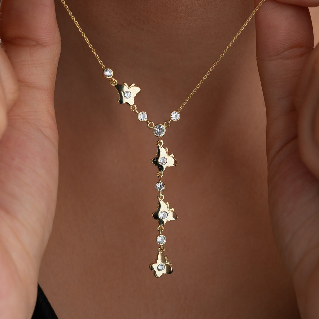 Y HALSKETTE MİT SCHMETTERLING | 925 SILBER