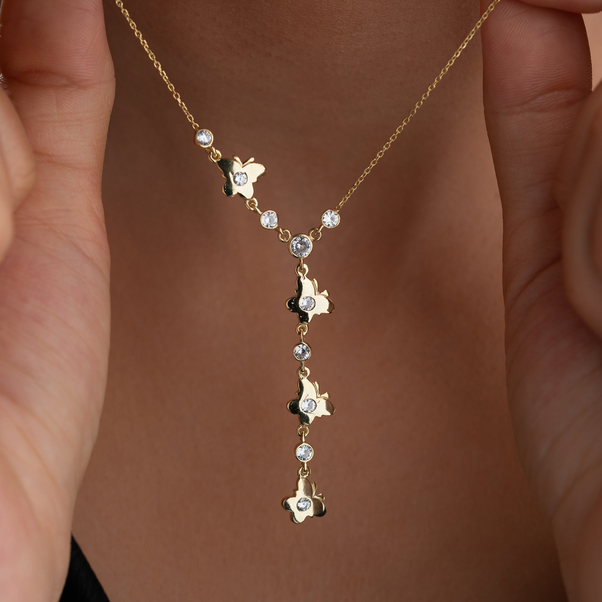 Y HALSKETTE MİT SCHMETTERLING | 925 SILBER