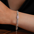HERZ MIT BLUMENMOTIV ARMREIFE | 925 SILBER