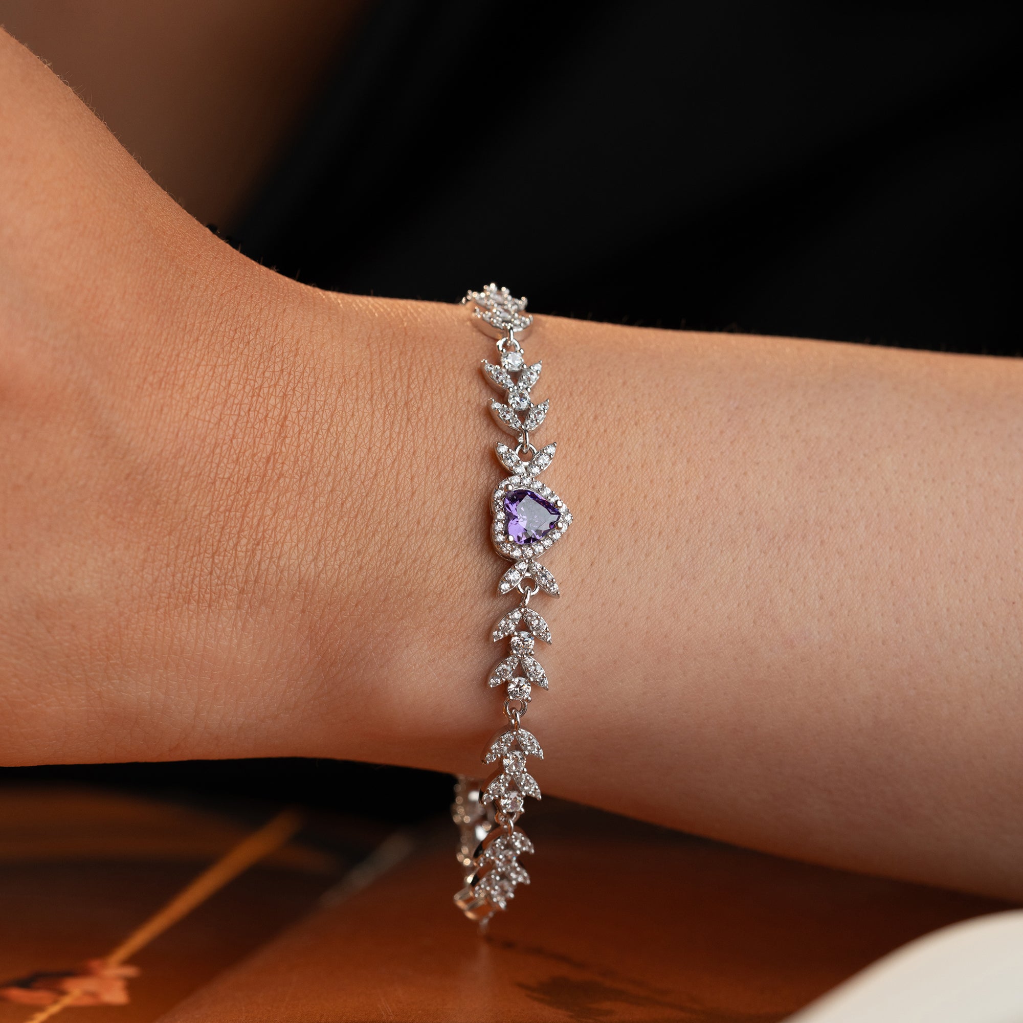HERZ MIT BLUMENMOTIV ARMREIFE | 925 SILBER