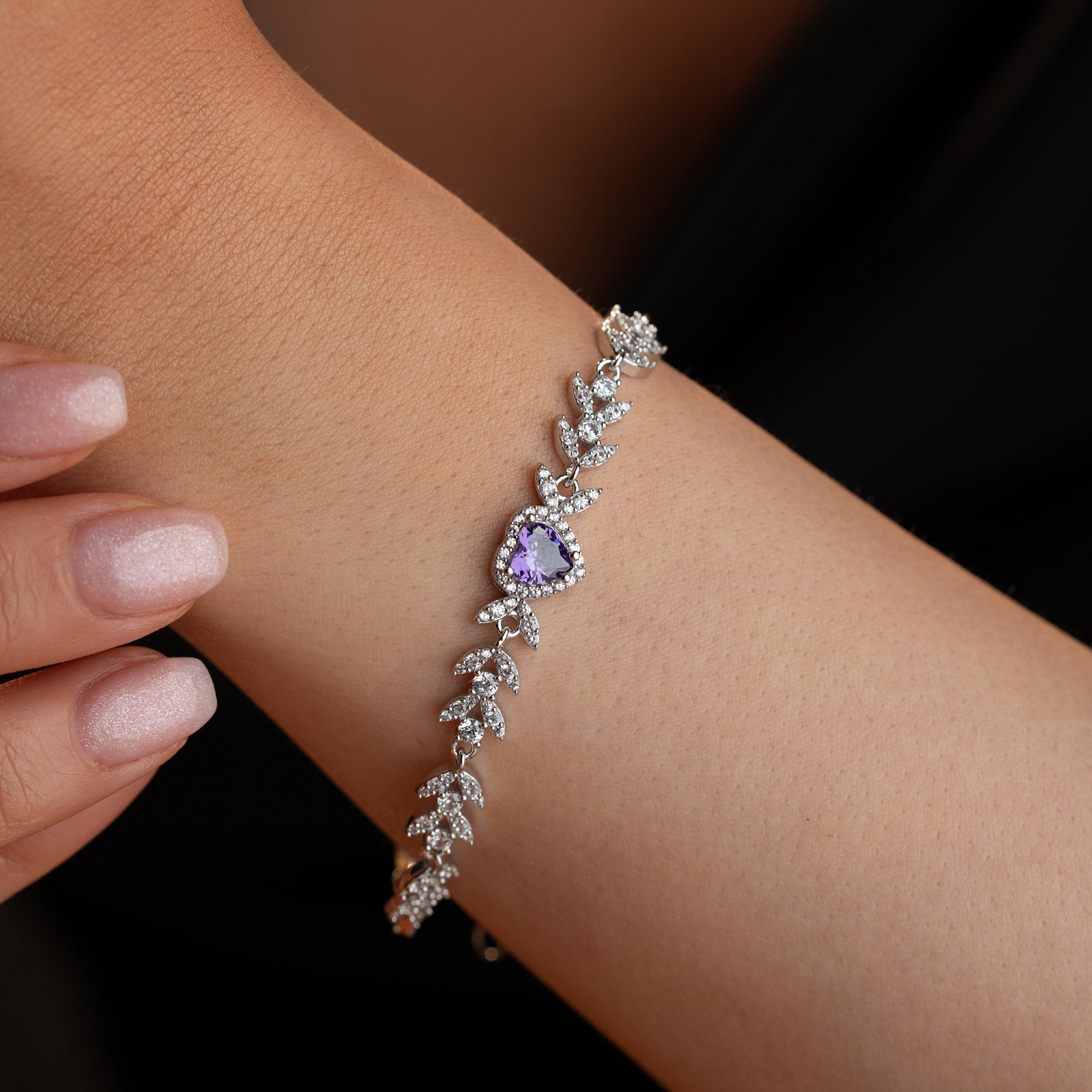 HERZ MIT BLUMENMOTIV ARMREIFE | 925 SILBER