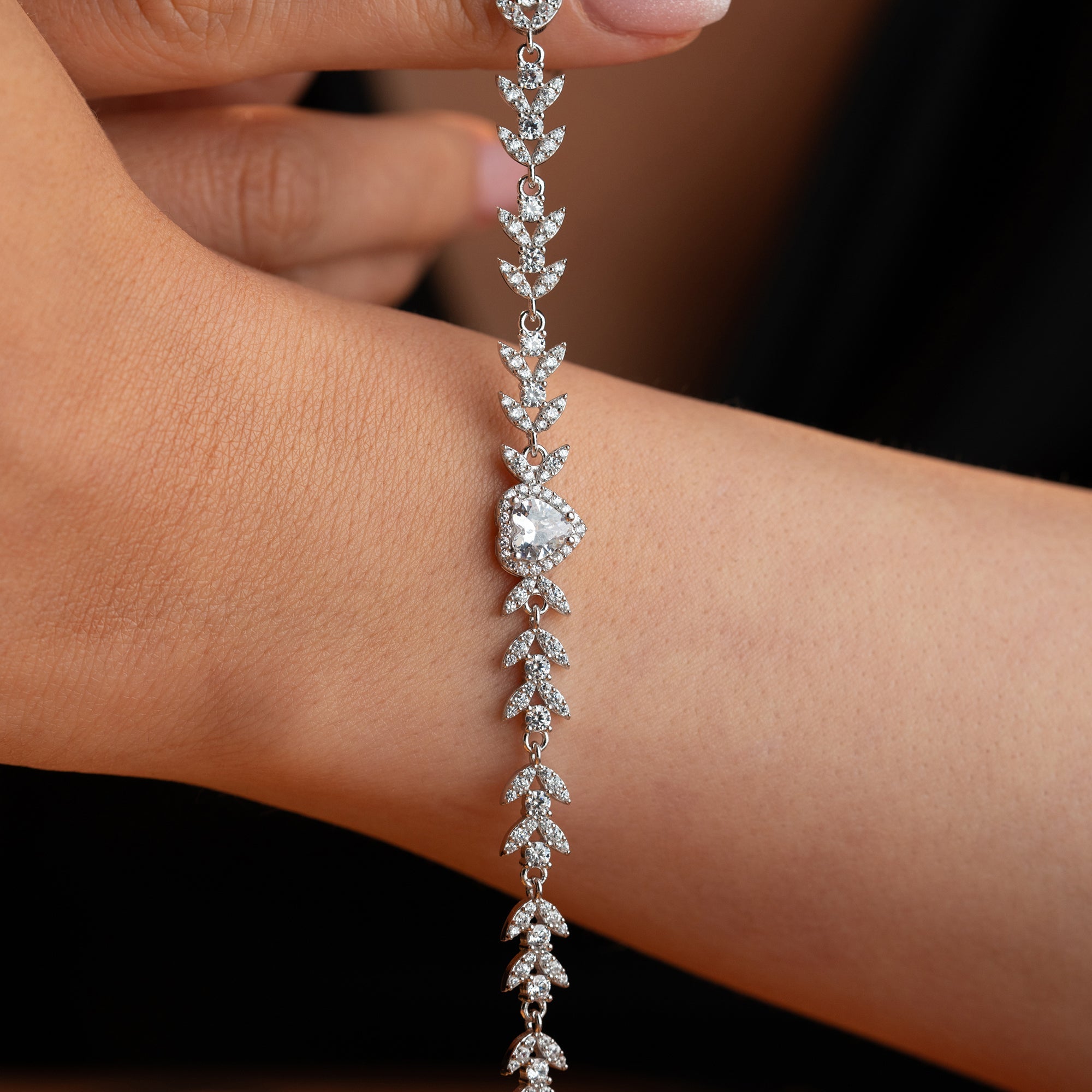 HERZ MIT BLUMENMOTIV ARMREIFE | 925 SILBER
