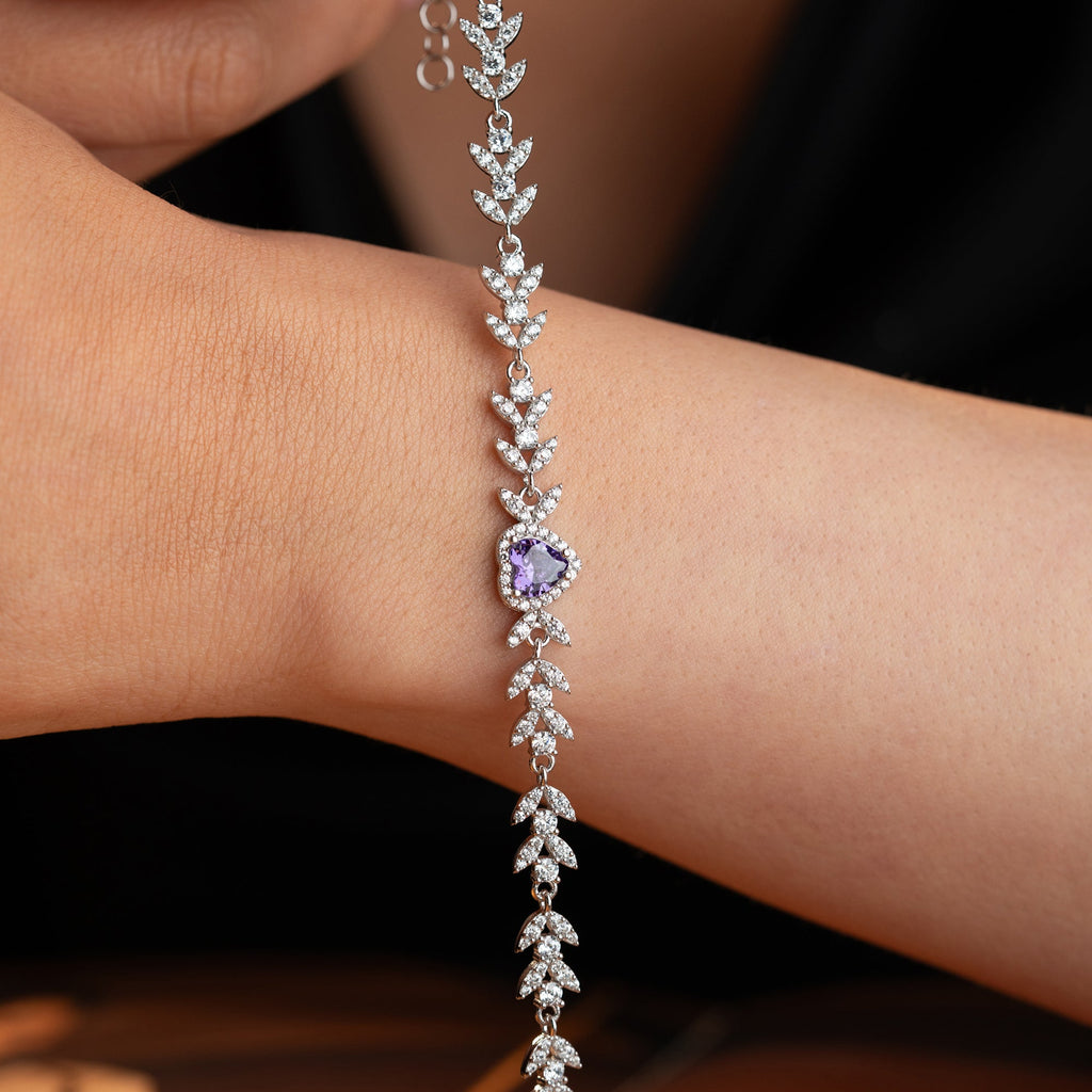 HERZ MIT BLUMENMOTIV ARMREIFE | 925 SILBER