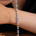HERZ MIT BLUMENMOTIV ARMREIFE | 925 SILBER