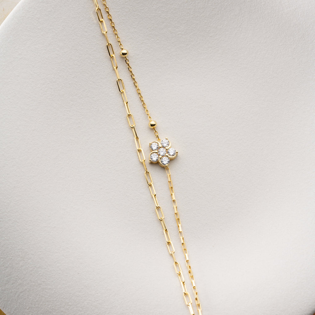 DUO ZIRKONIA DAISY ARMKETTE | 925 SILBER