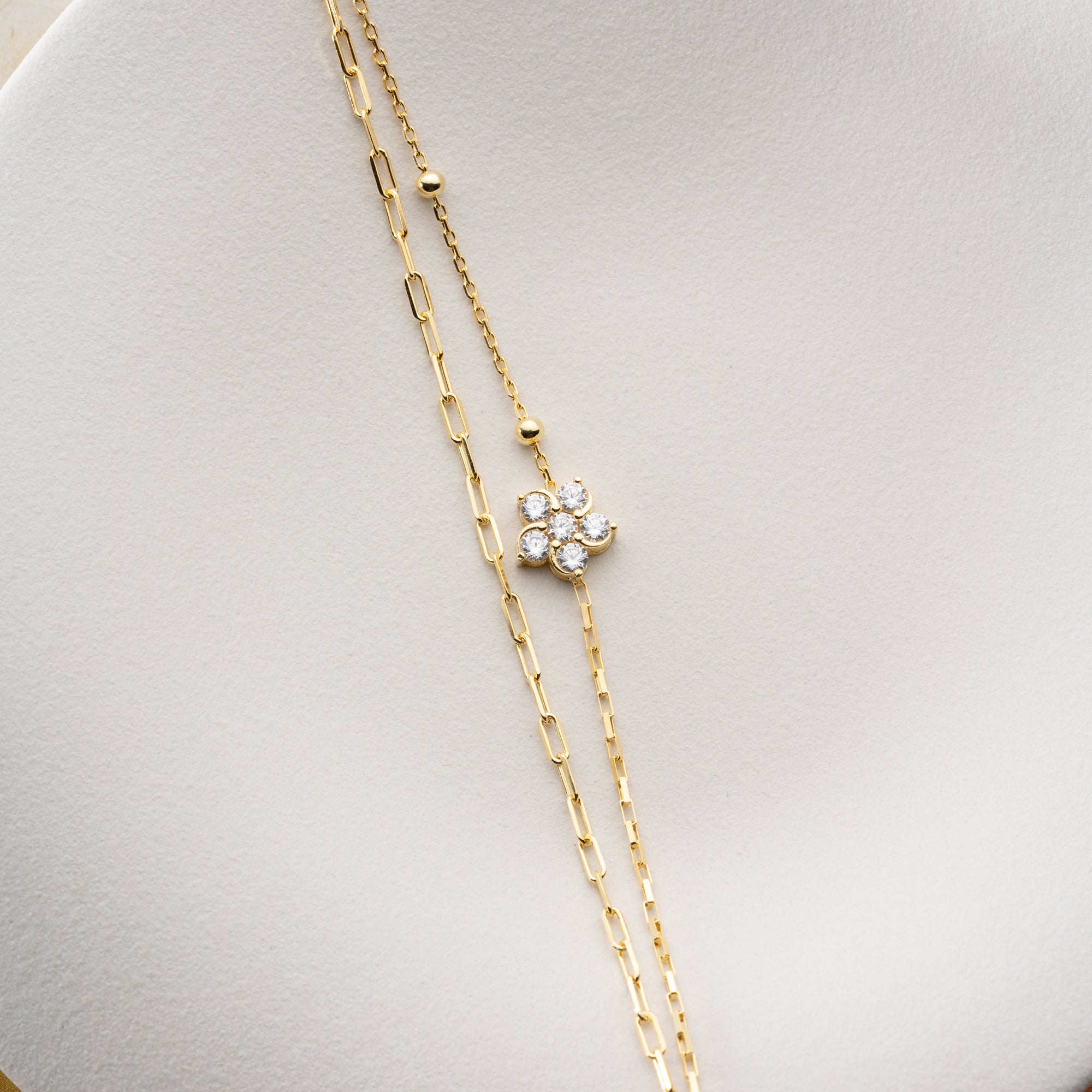 DUO ZIRKONIA DAISY ARMKETTE | 925 SILBER