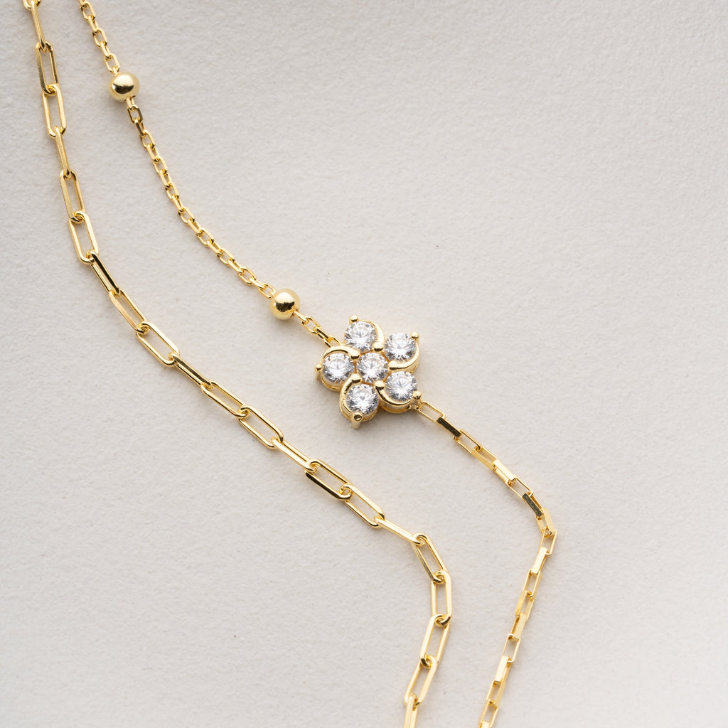 DUO ZIRKONIA DAISY ARMKETTE | 925 SILBER