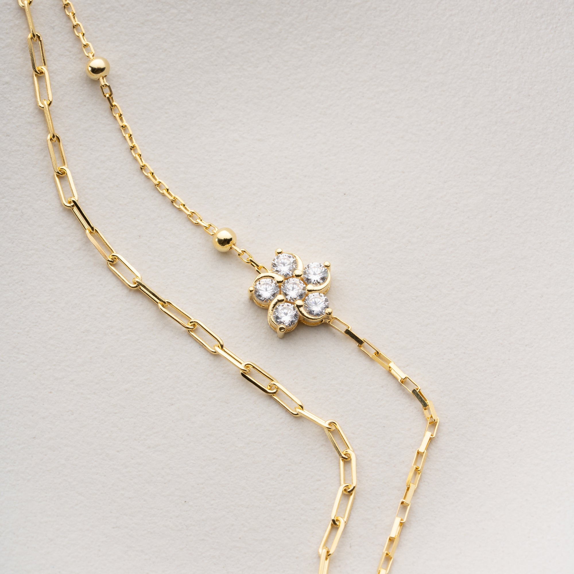 DUO ZIRKONIA DAISY ARMKETTE | 925 SILBER