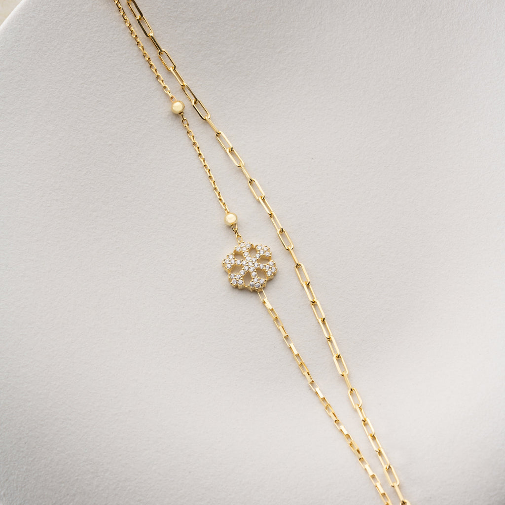 DUO SCHNEEFLOCKE ARMKETTE | 925 SILBER