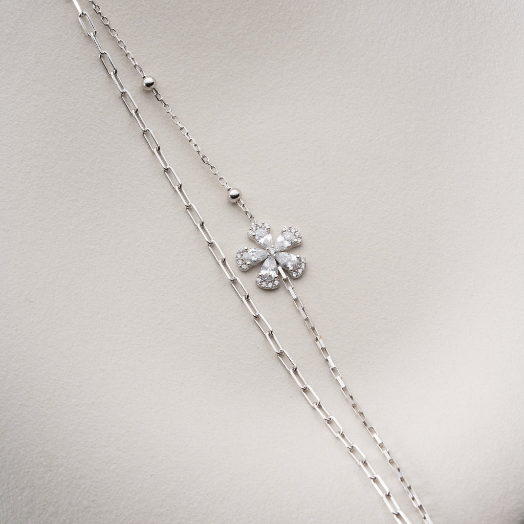 DUO BLUME ARMKETTE | 925 SILBER