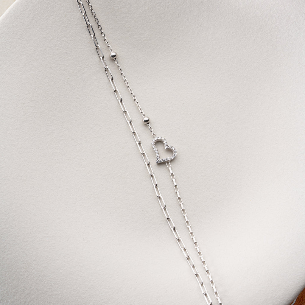 DUO HERZ ARMKETTE II | 925 SILBER