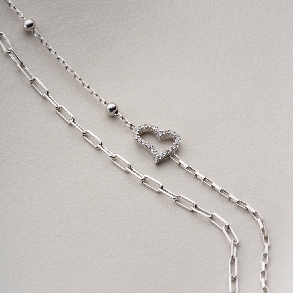 DUO HERZ ARMKETTE II | 925 SILBER