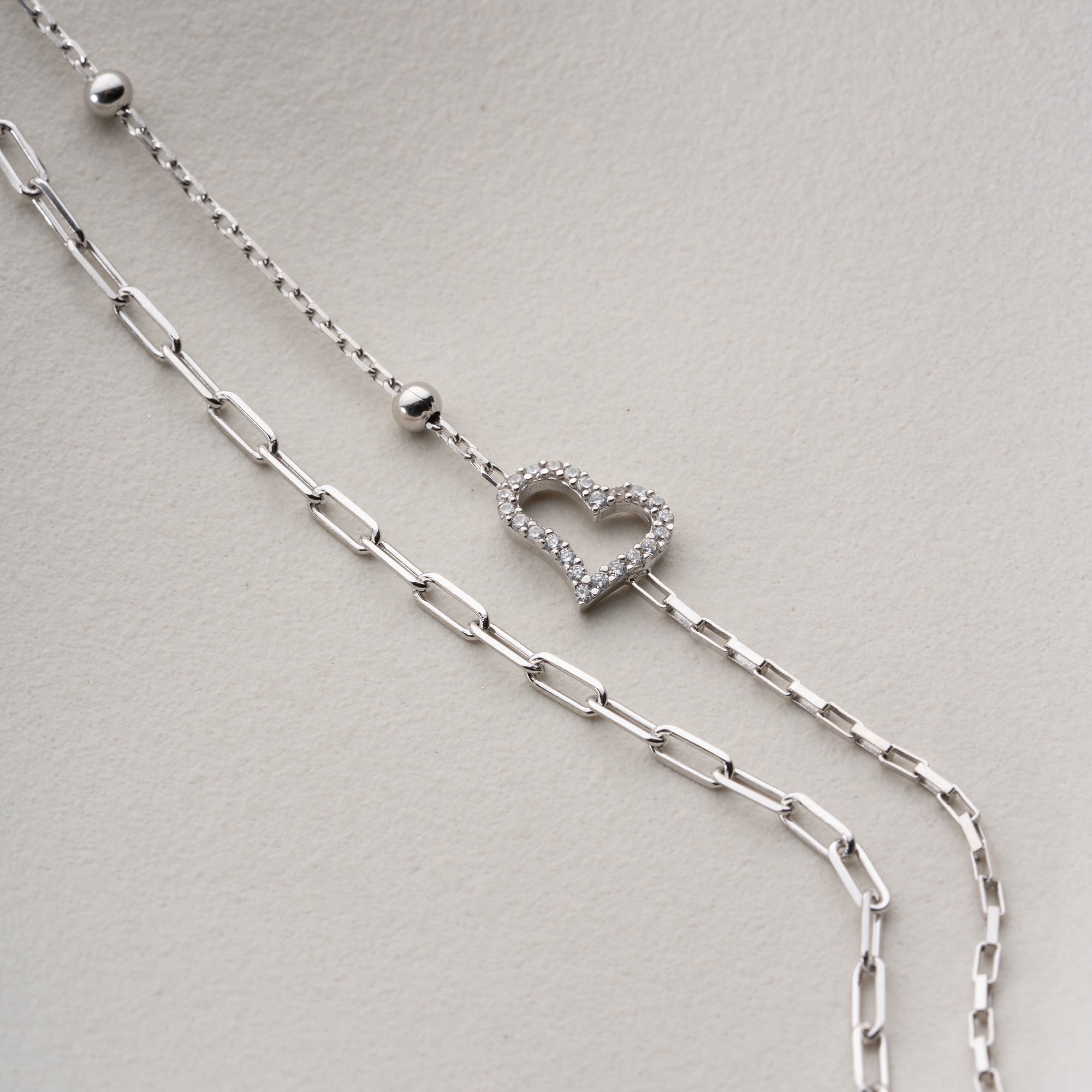 DUO HERZ ARMKETTE II | 925 SILBER
