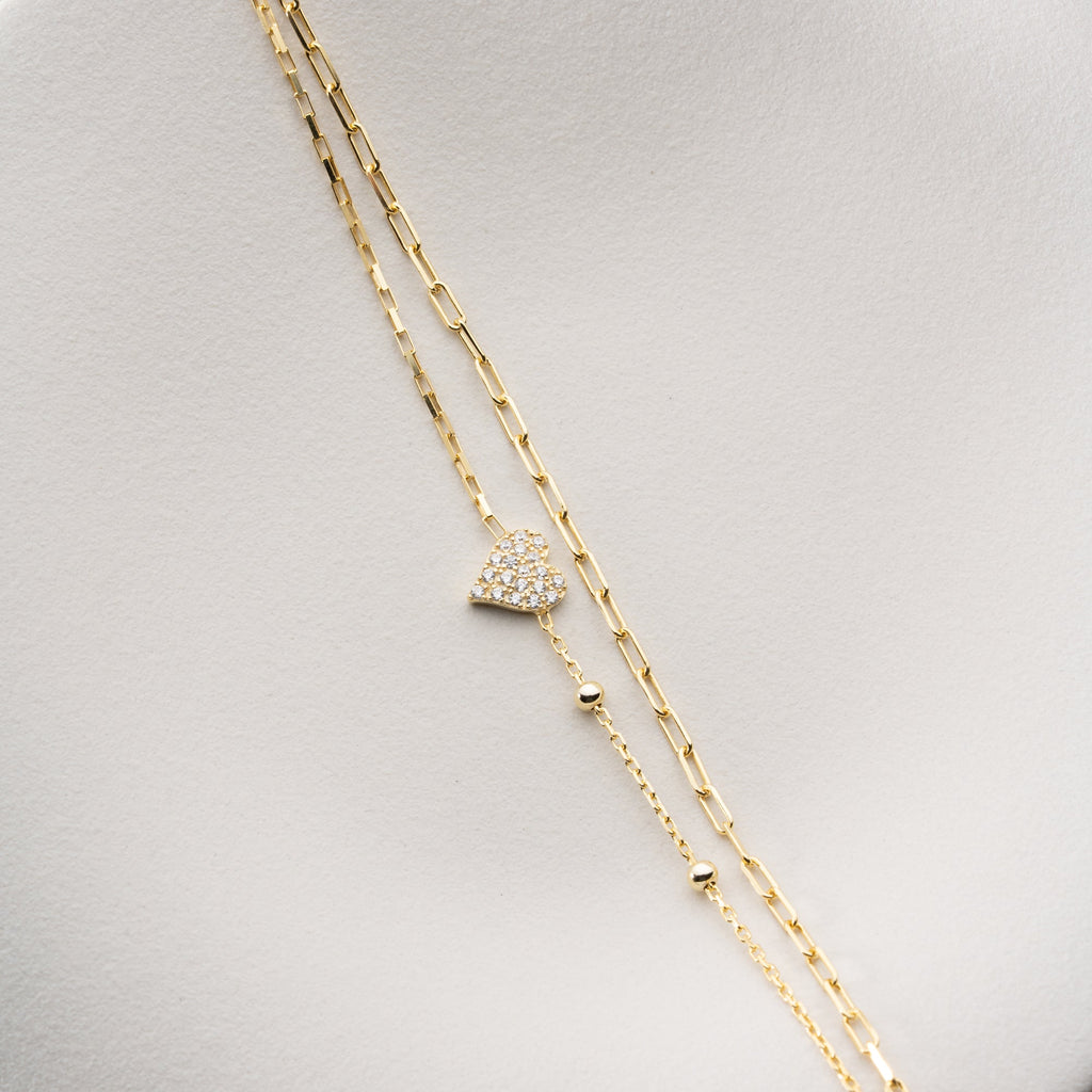 DUO HERZ ARMKETTE | 925 SILBER