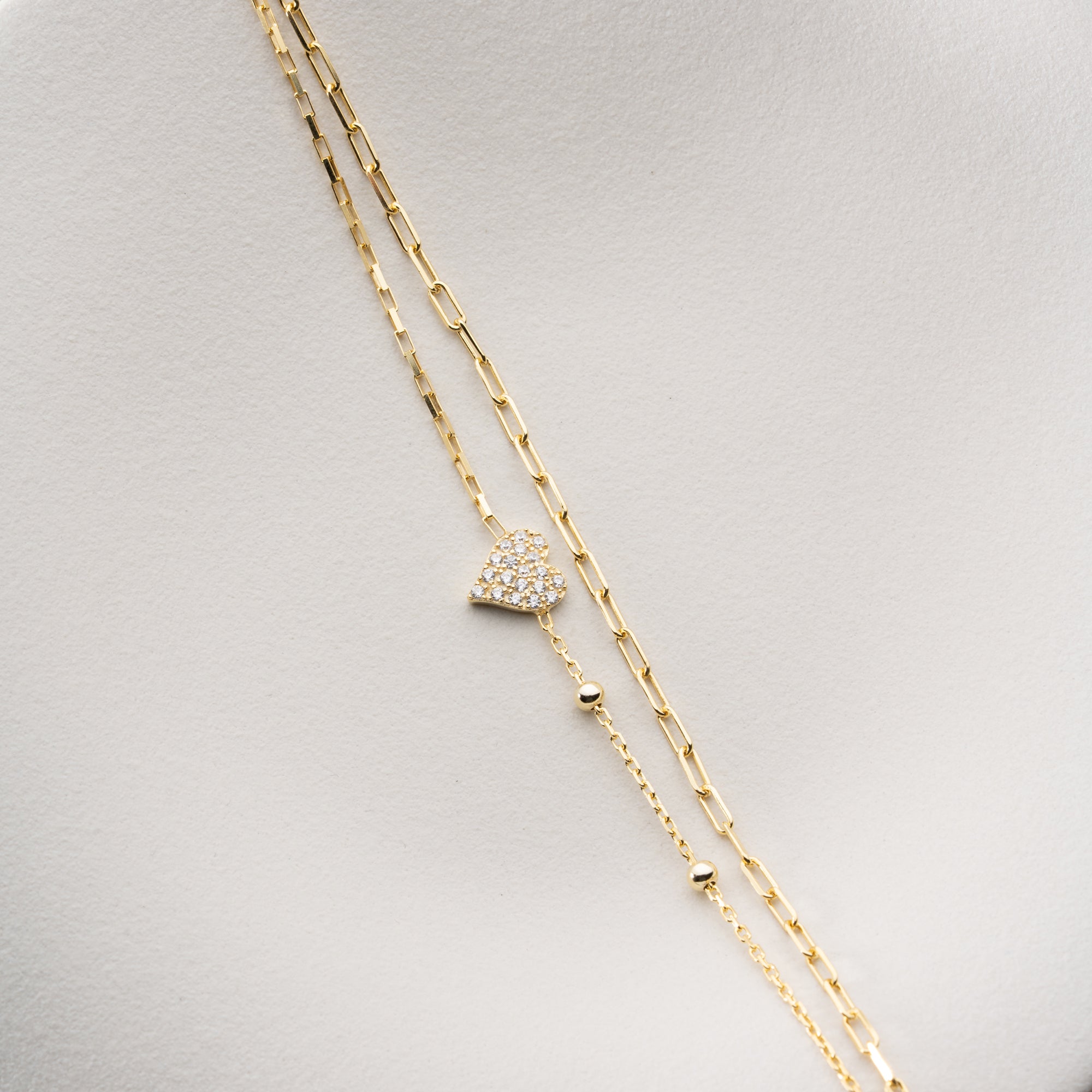DUO HERZ ARMKETTE | 925 SILBER