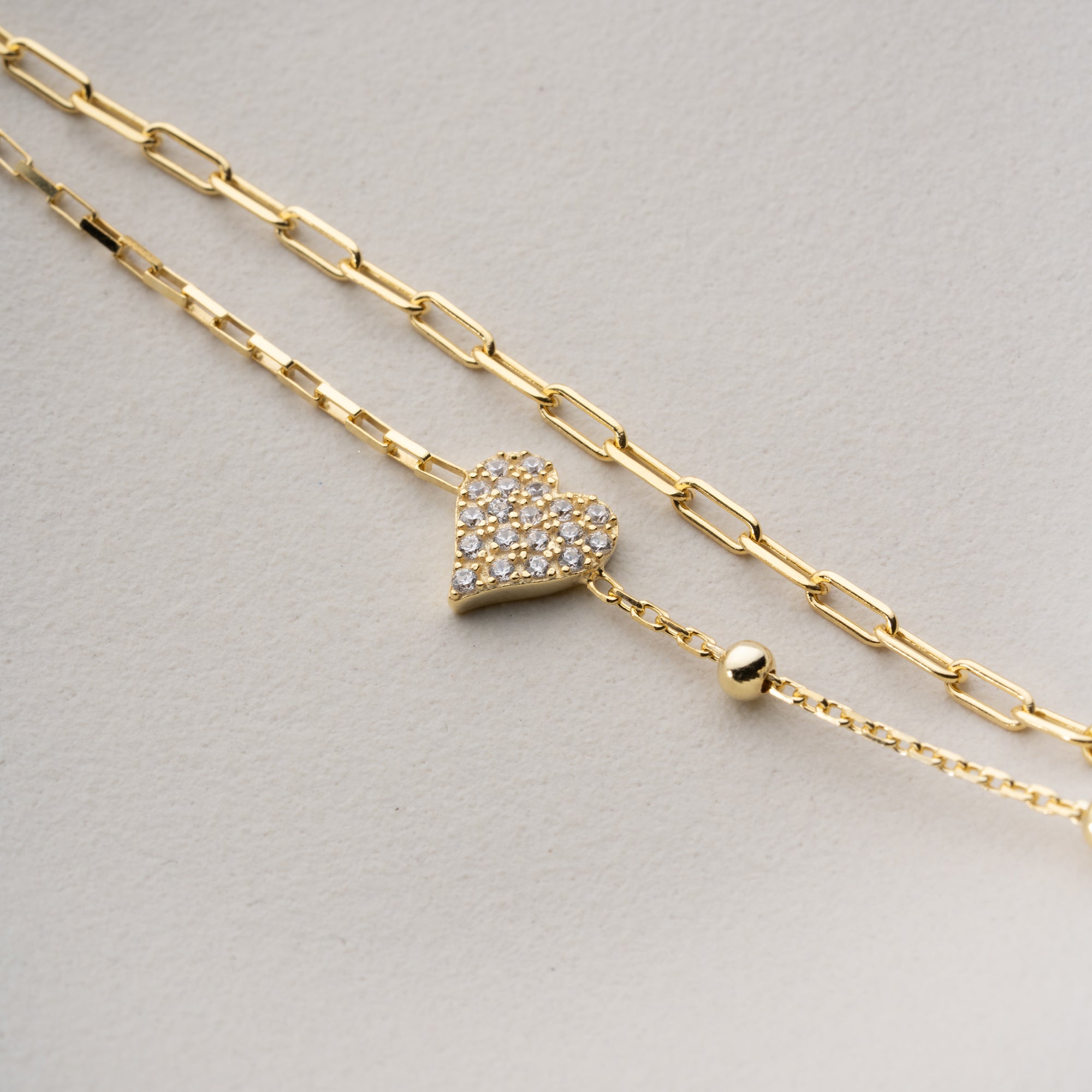 DUO HERZ ARMKETTE | 925 SILBER