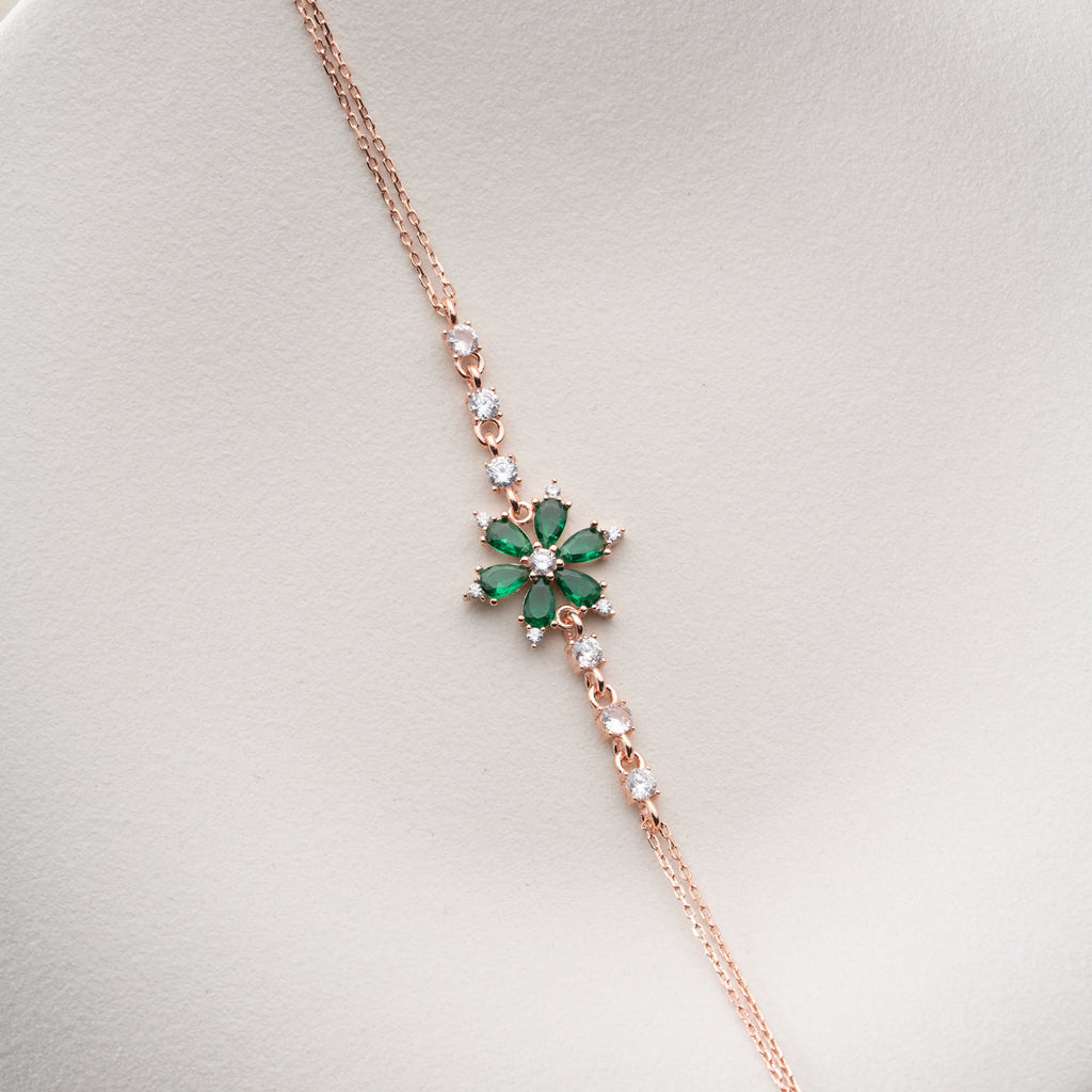 GRÜNER LOTUS ARMKETTE | 925 SILBER