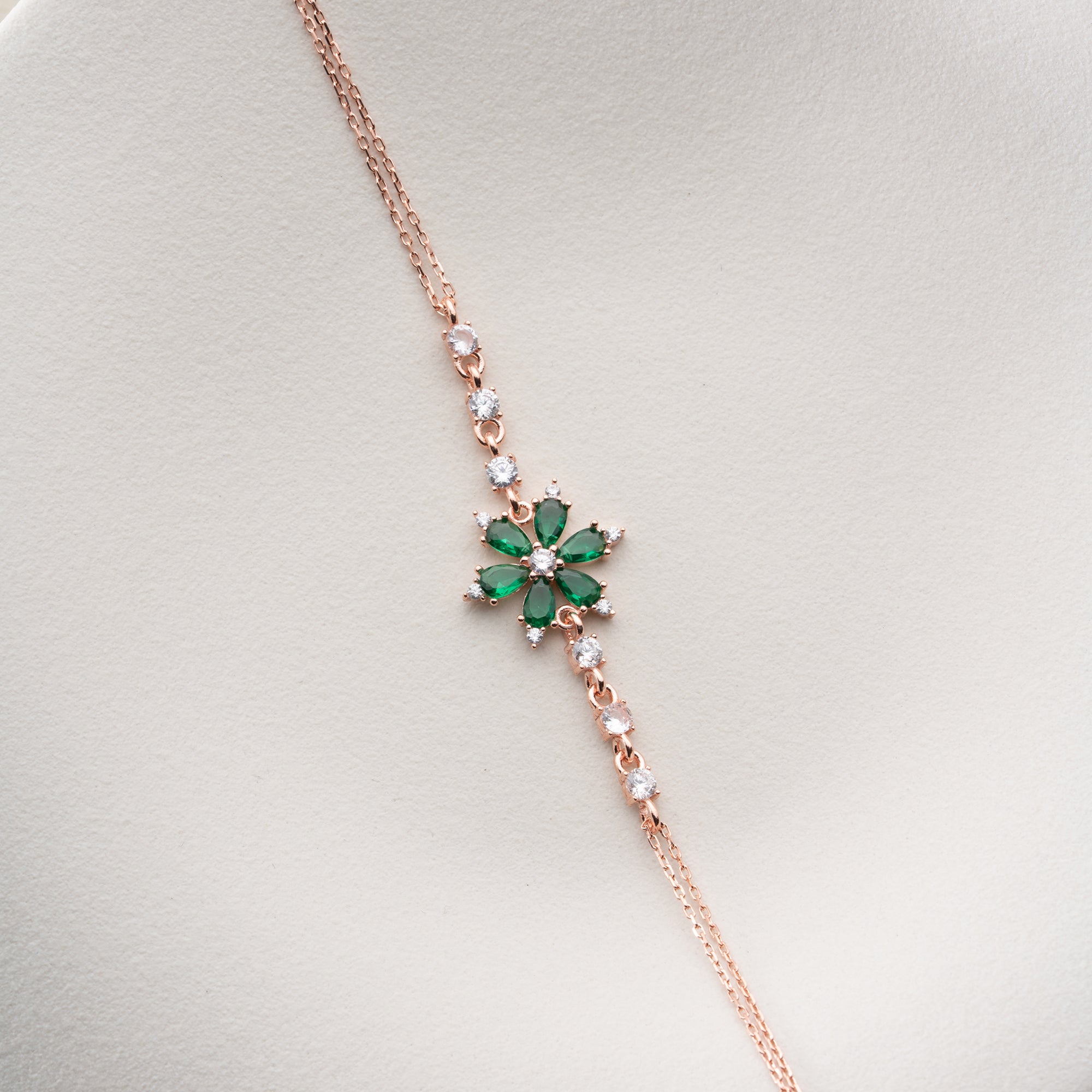 GRÜNER LOTUS ARMKETTE | 925 SILBER