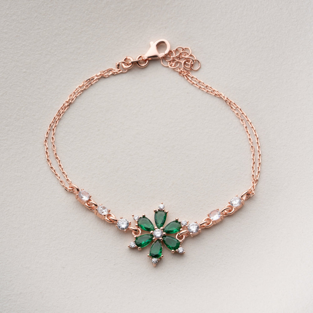 GRÜNER LOTUS ARMKETTE | 925 SILBER