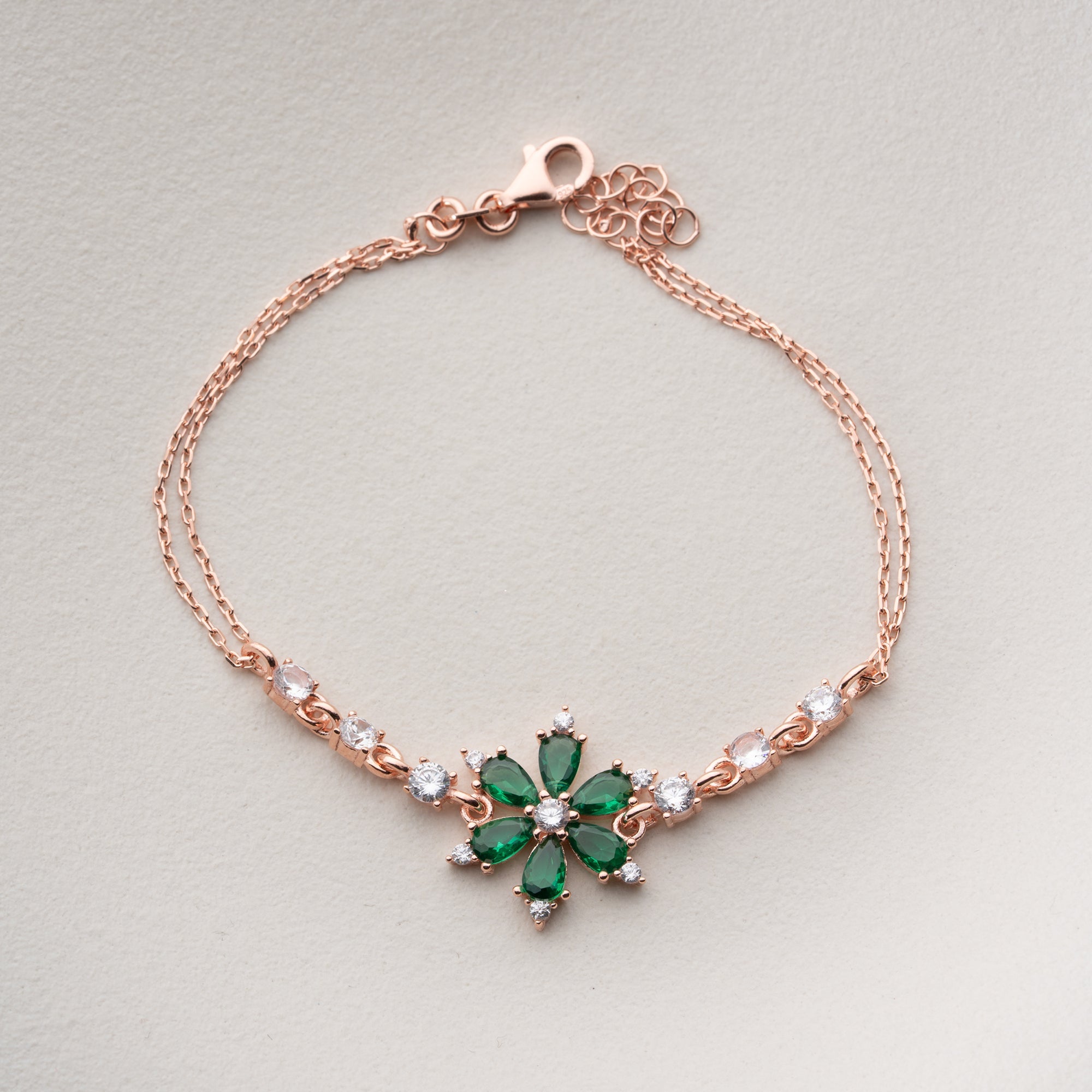 GRÜNER LOTUS ARMKETTE | 925 SILBER