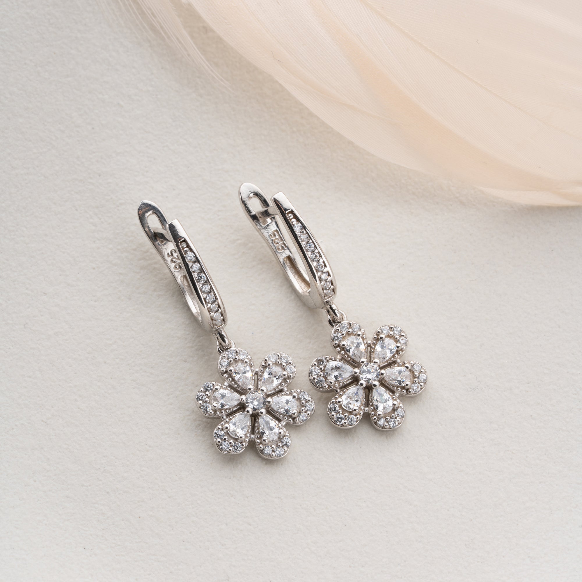 STEINBLUME OHRRINGE | 925 SILBER