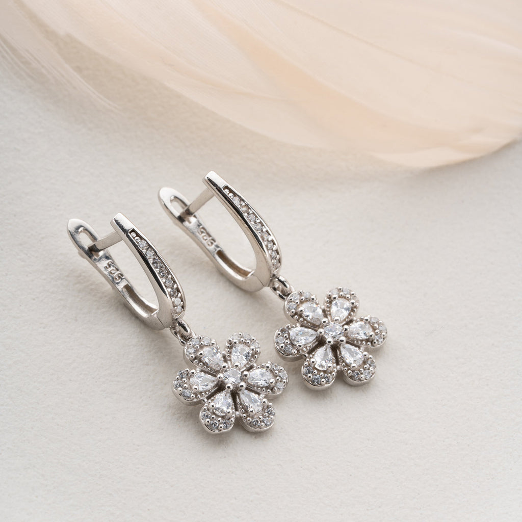 STEINBLUME OHRRINGE | 925 SILBER