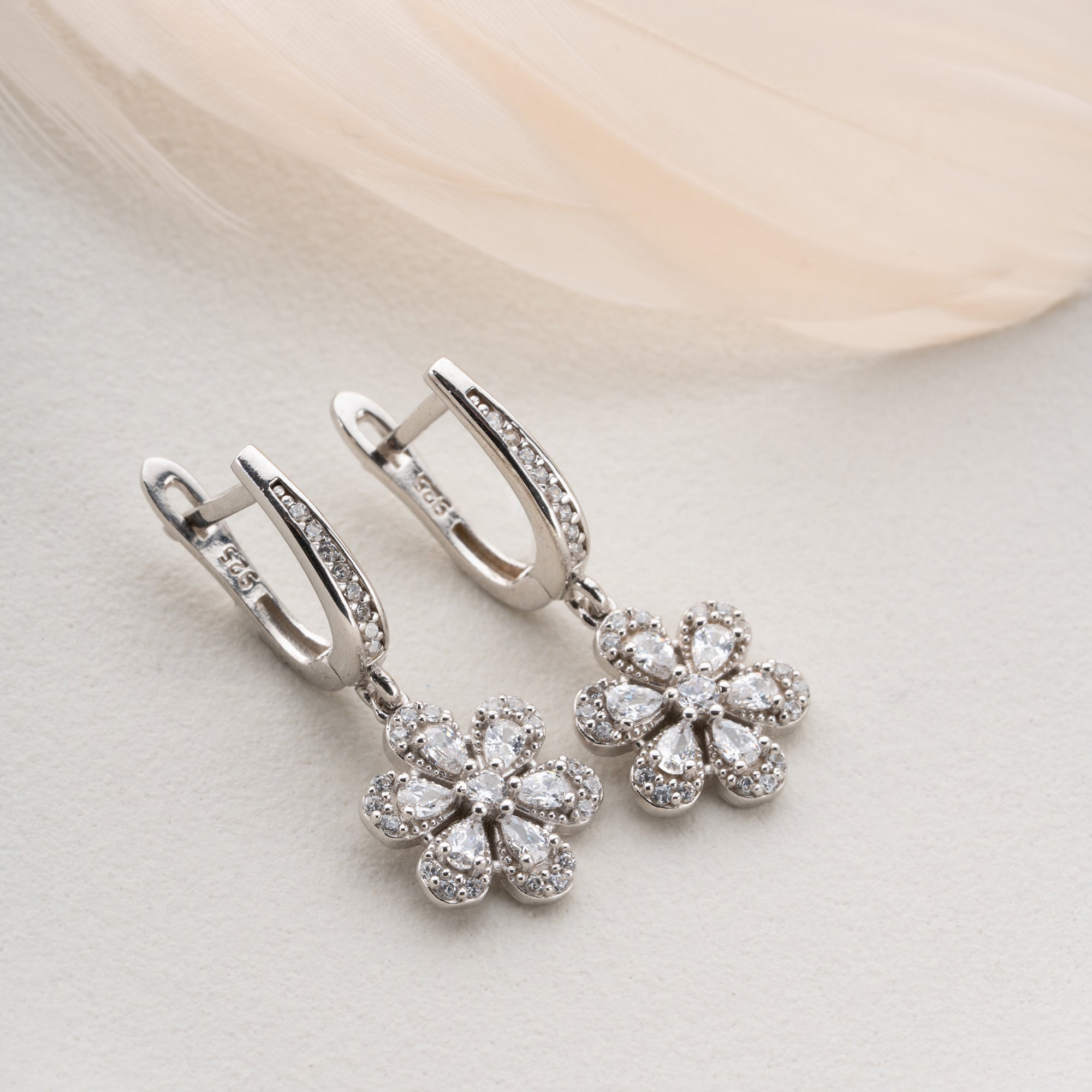 STEINBLUME OHRRINGE | 925 SILBER