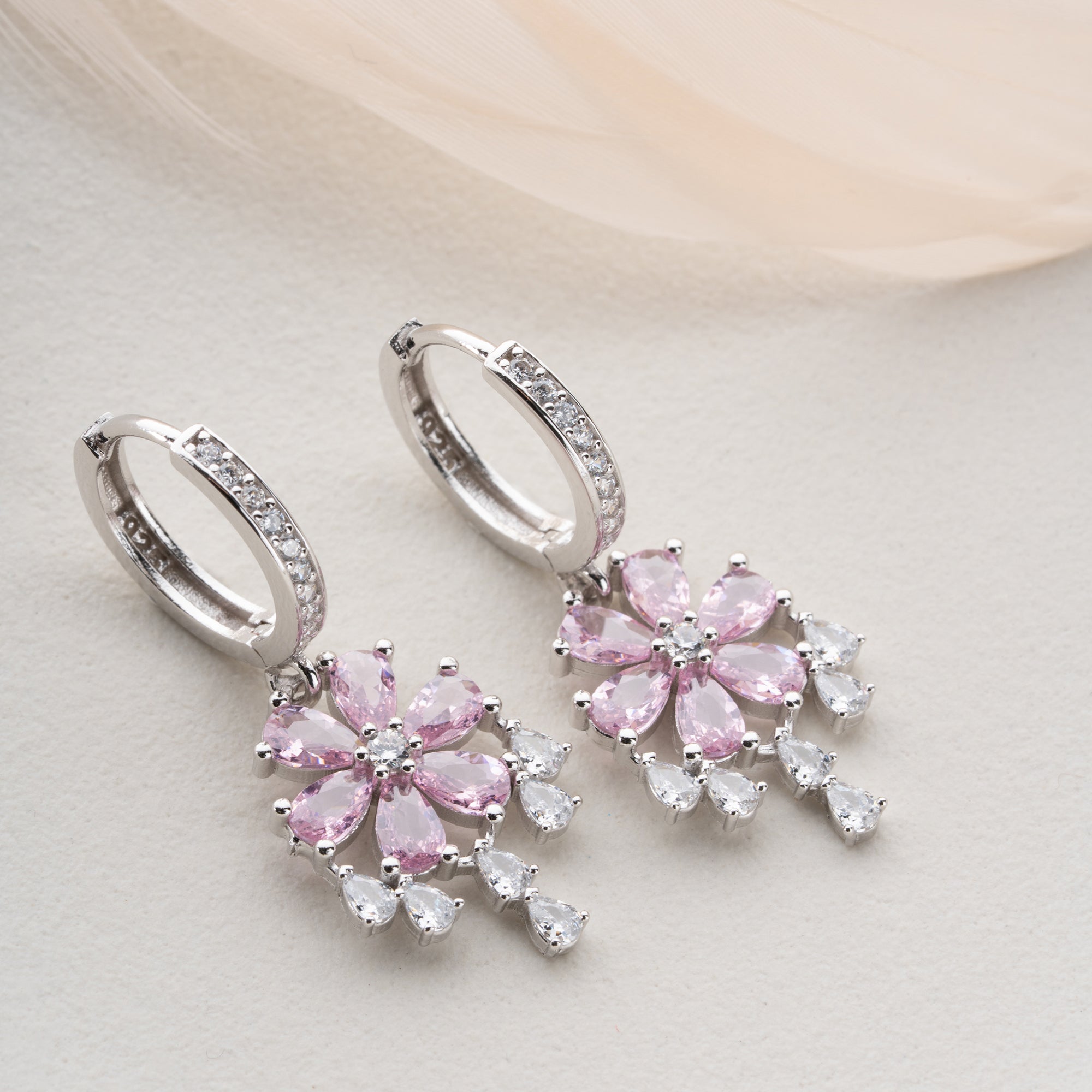 LILA STEINBLUME OHRRINGE | 925 SILBER