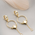 GOLDENER STERN  OHRRINGE | 925 SILBER