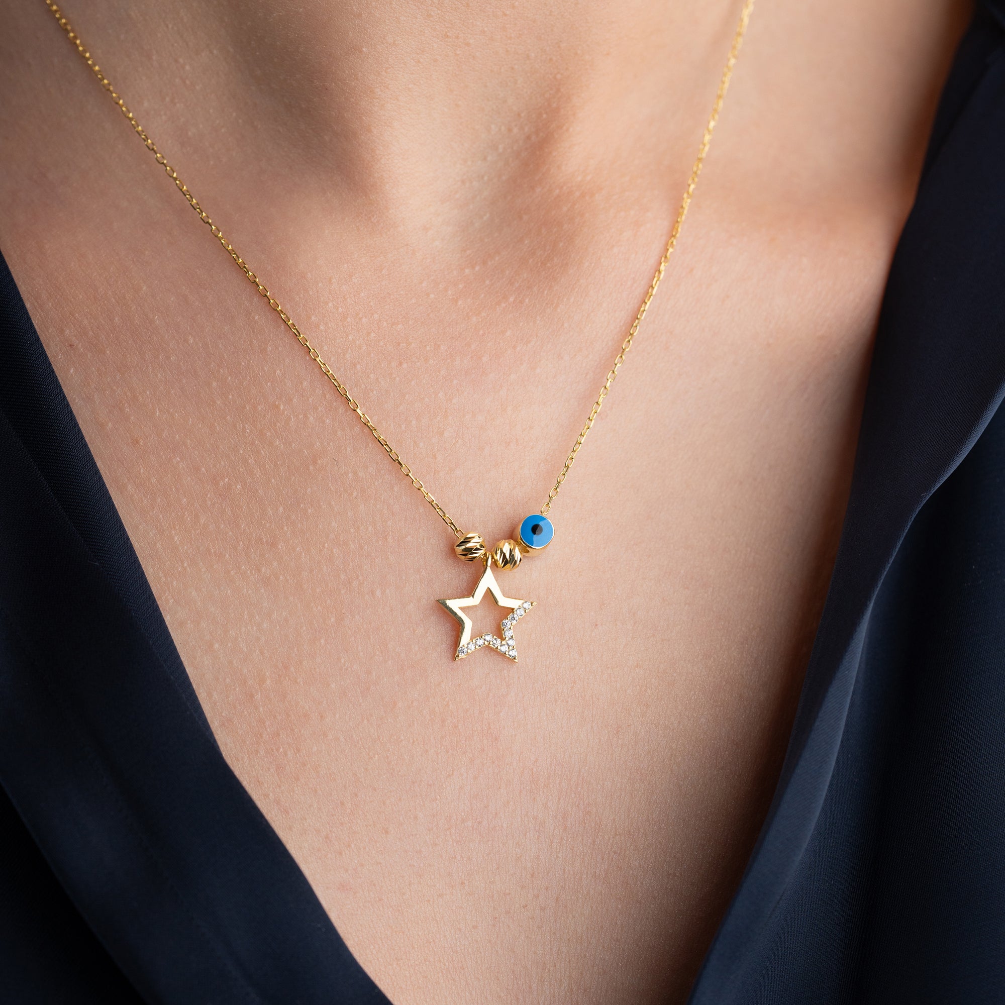 STERN NAZAR HALSKETTE aus 925 Silber - Eleganter Halskette - AURIME