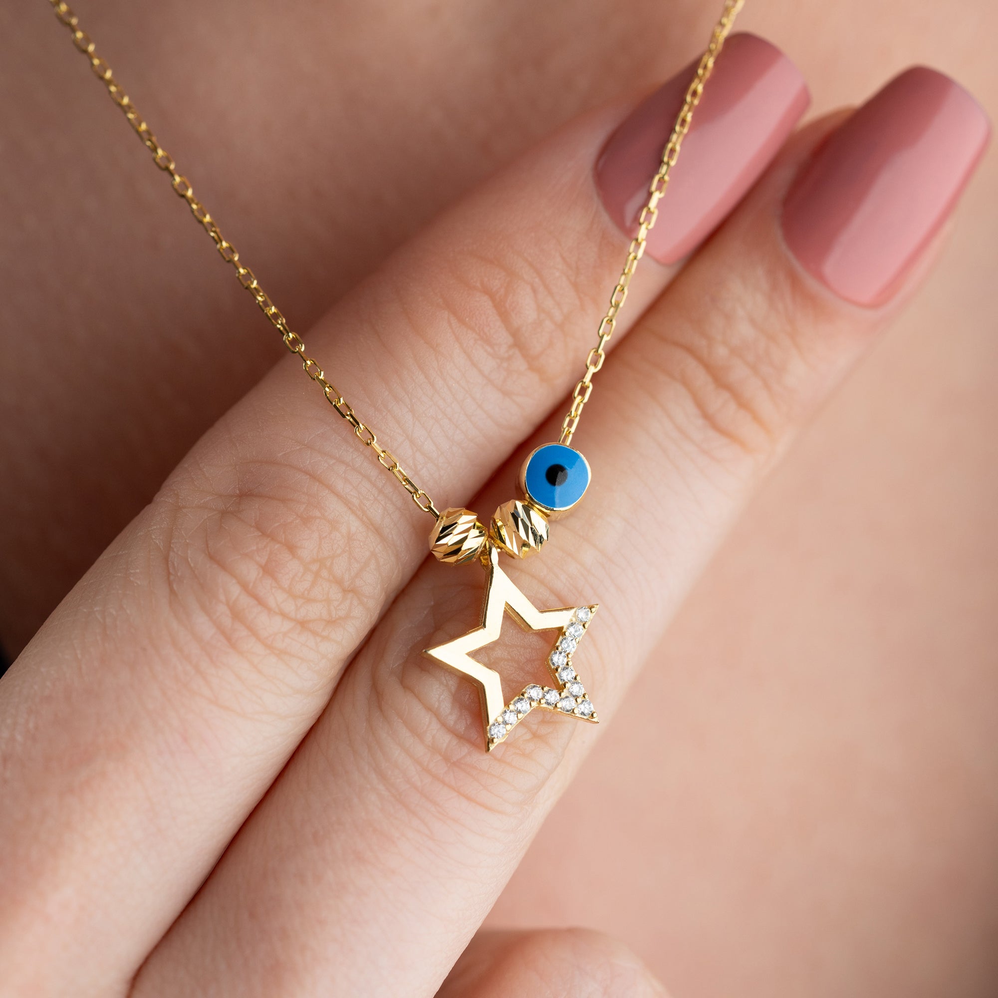 STERN NAZAR HALSKETTE aus 925 Silber - Eleganter Halskette - AURIME