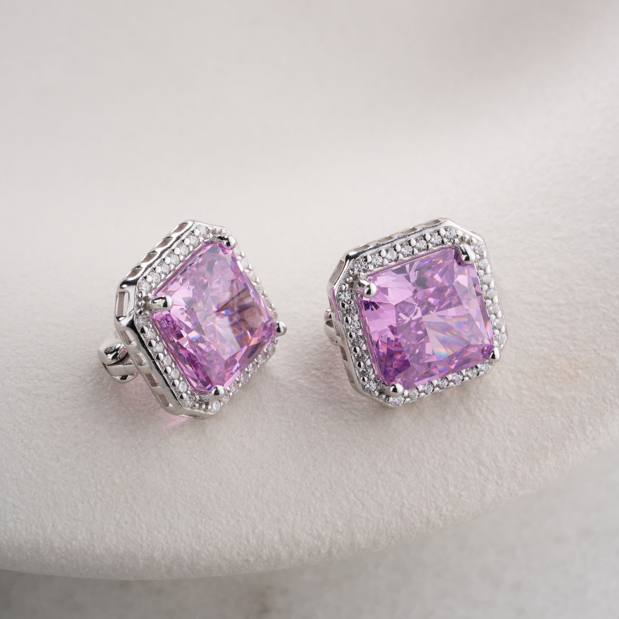 ROSASTEIN OHRRINGE | 925 SILBER