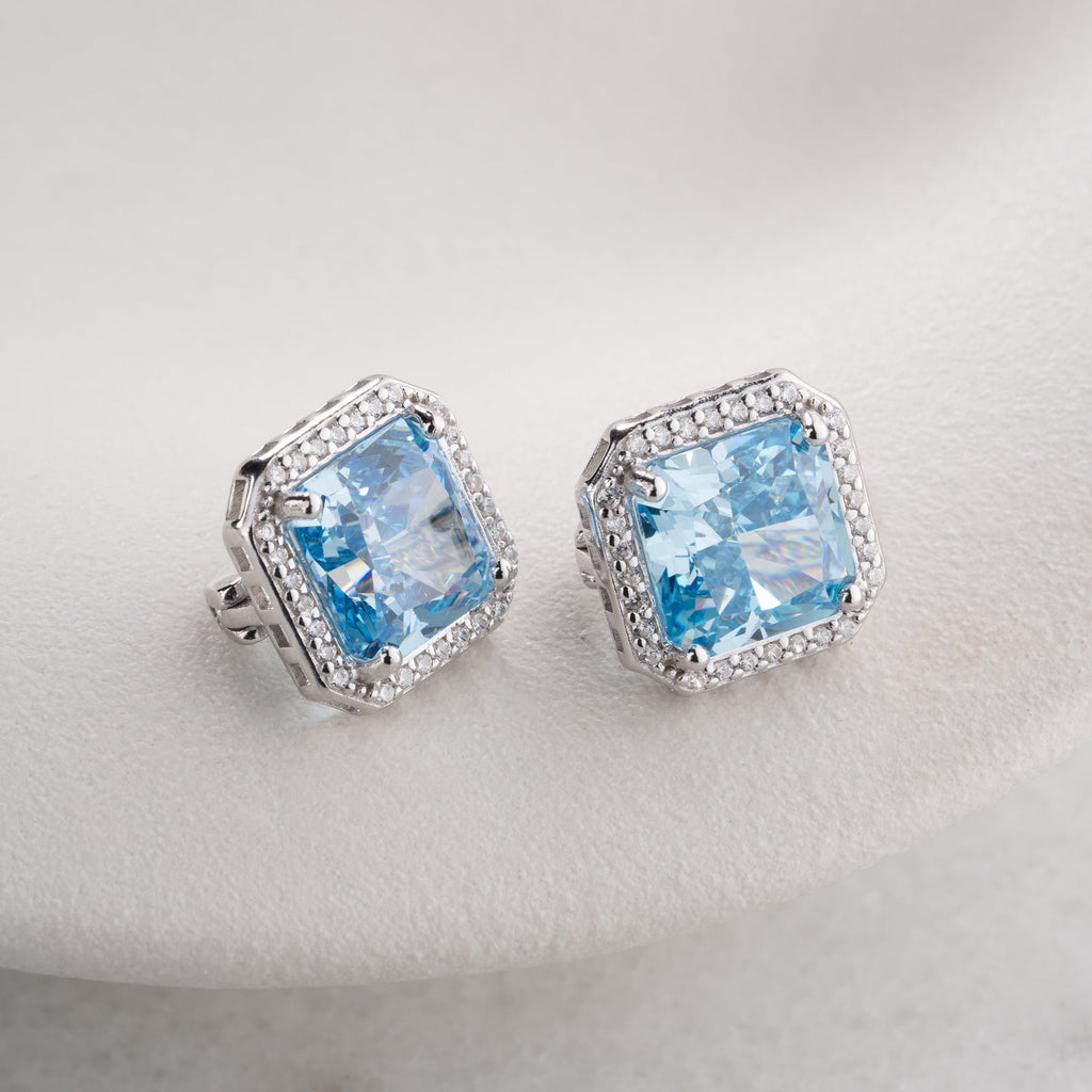 BLAUTOPASSTEIN OHRRINGE | 925 SILBER