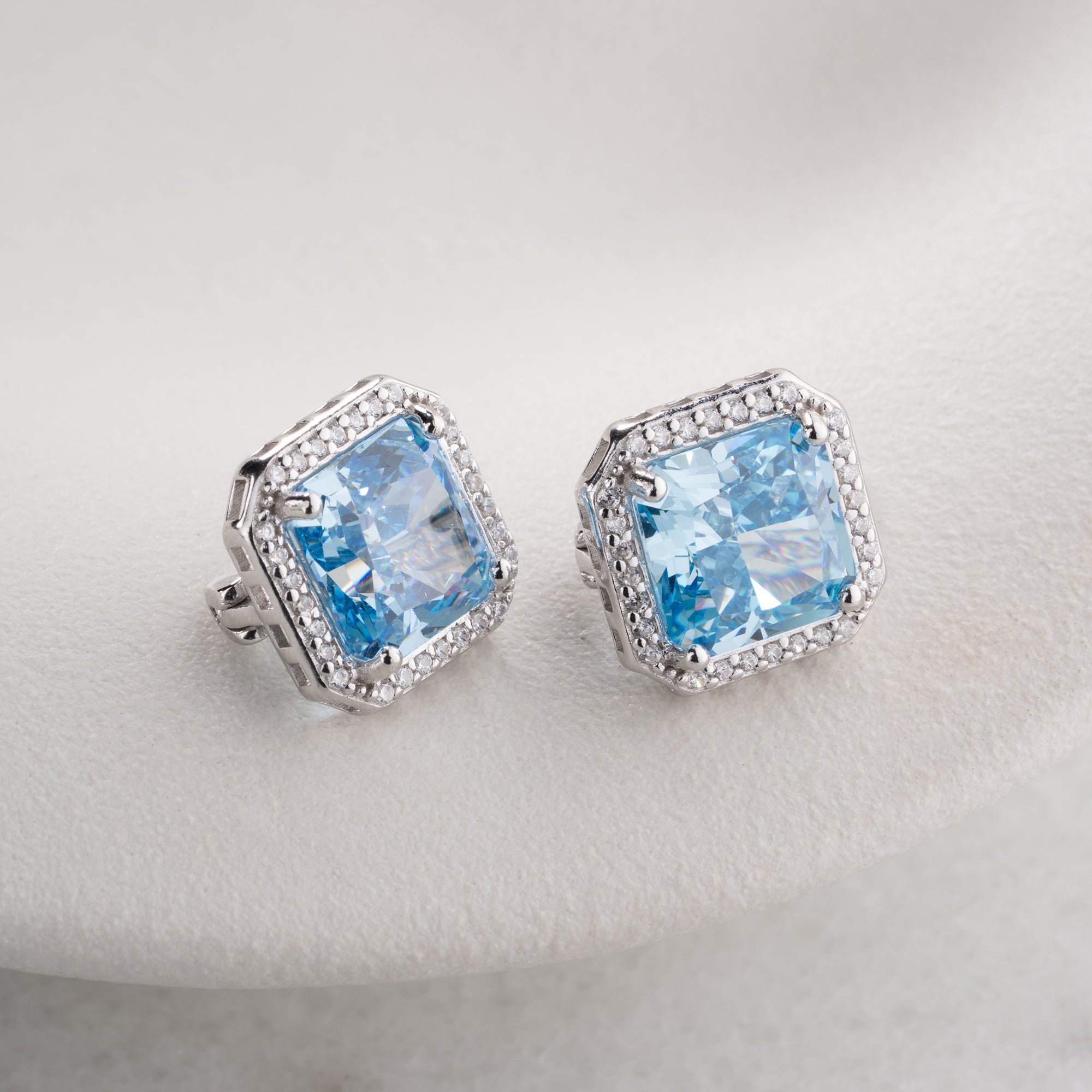 BLAUTOPASSTEIN OHRRINGE | 925 SILBER