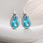 BLAUTOPASSTEIN  OHRRINGE | 925 SILBER