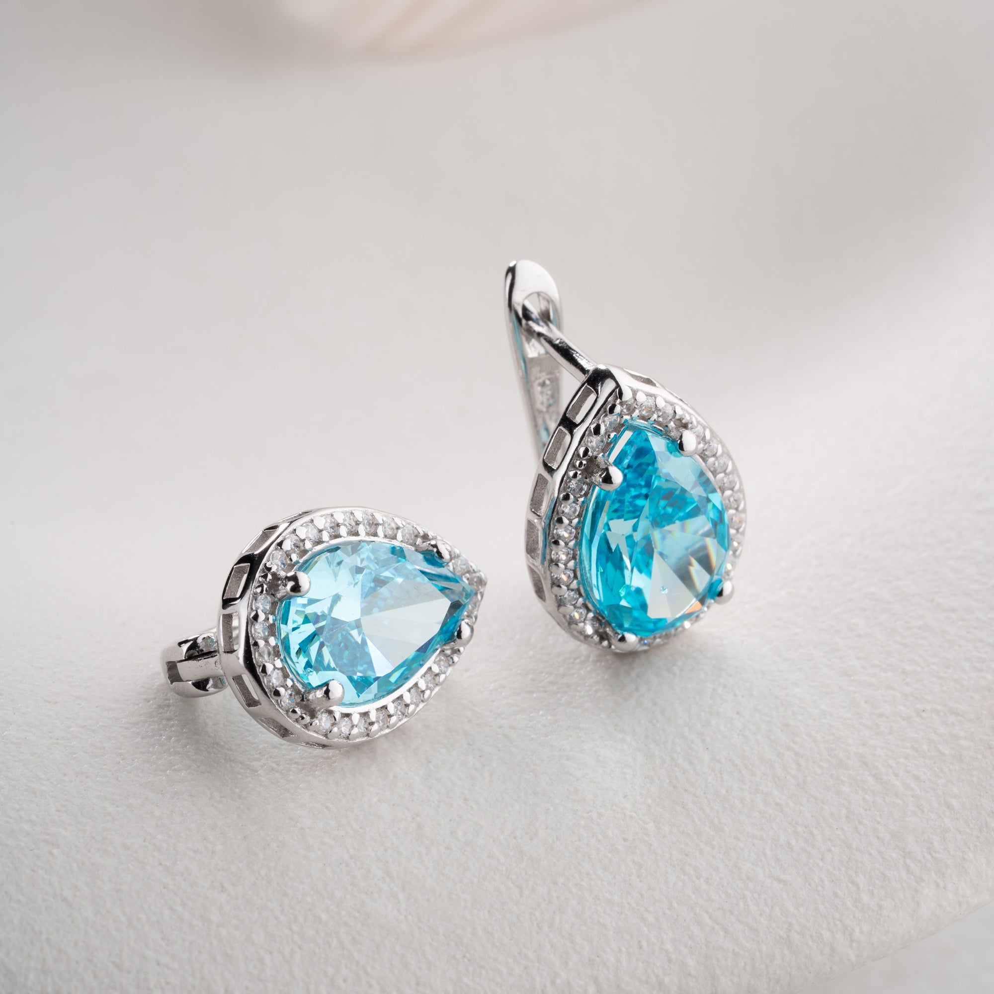 BLAUTOPASSTEIN  OHRRINGE | 925 SILBER