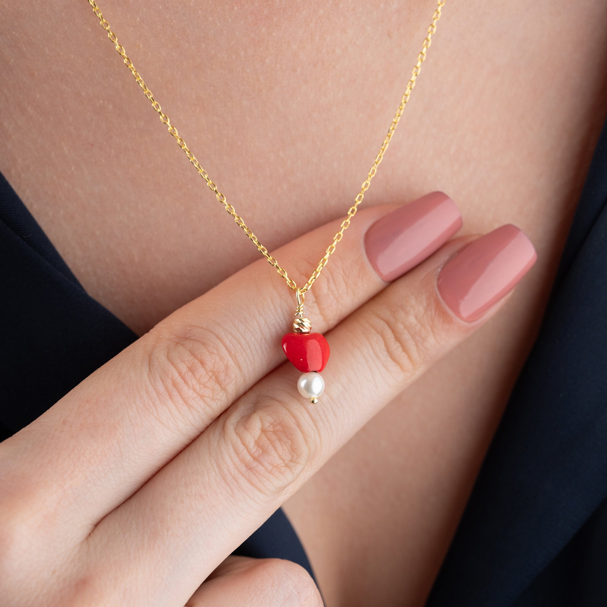 HERZ PERLE HALSKETTE aus 925 Silber - Eleganter Halskette - AURIME