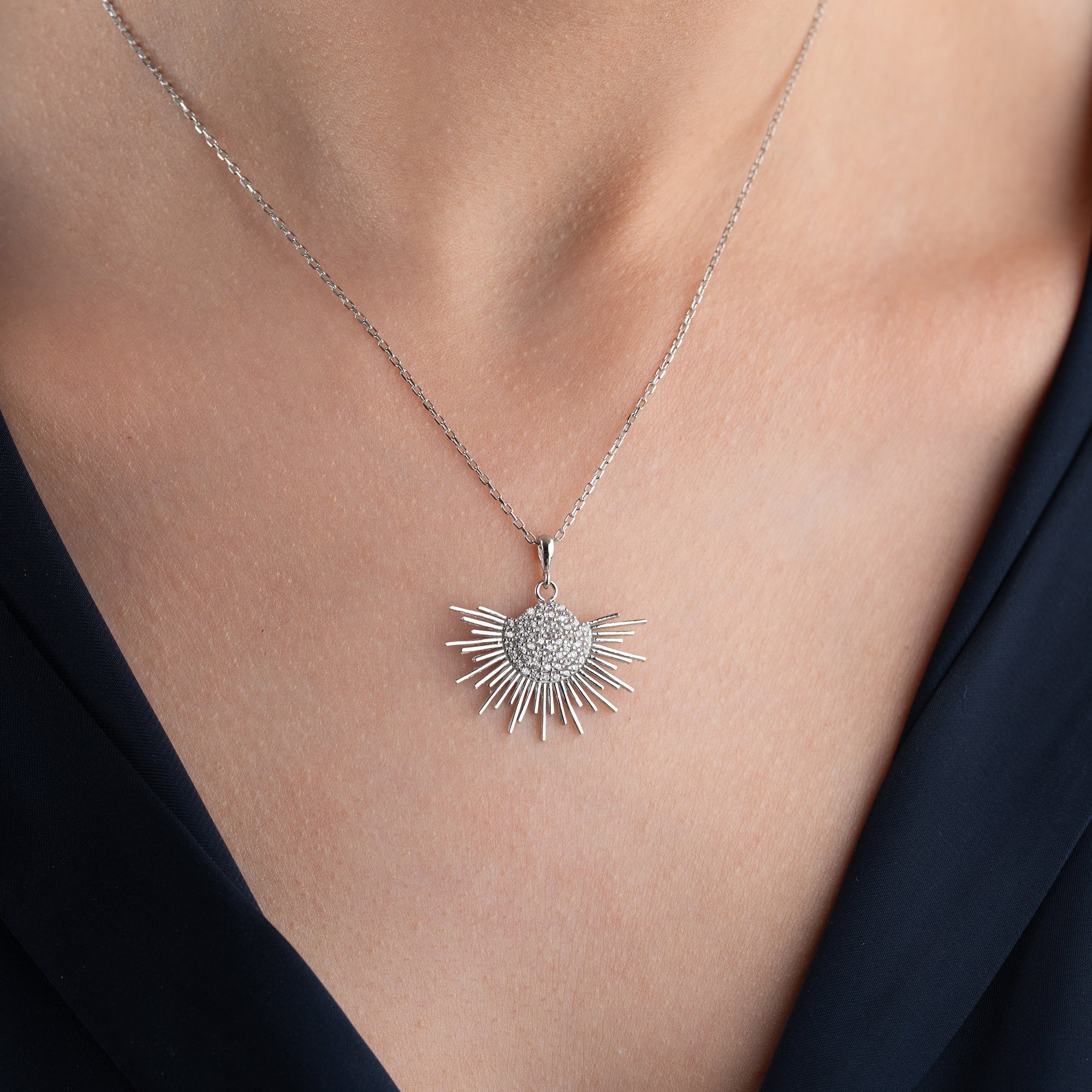 SUN HALSKETTE aus 925 Silber - Eleganter Halskette - AURIME