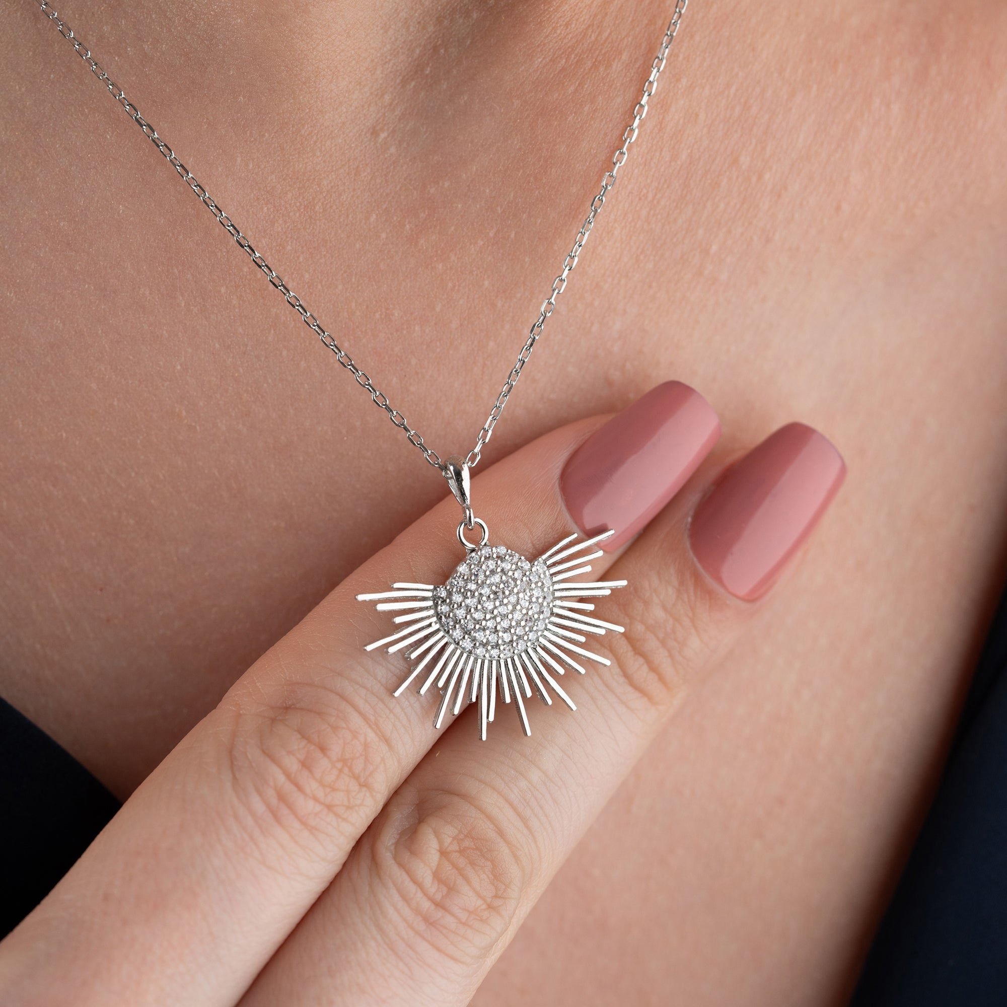 SUN HALSKETTE aus 925 Silber - Eleganter Halskette - AURIME